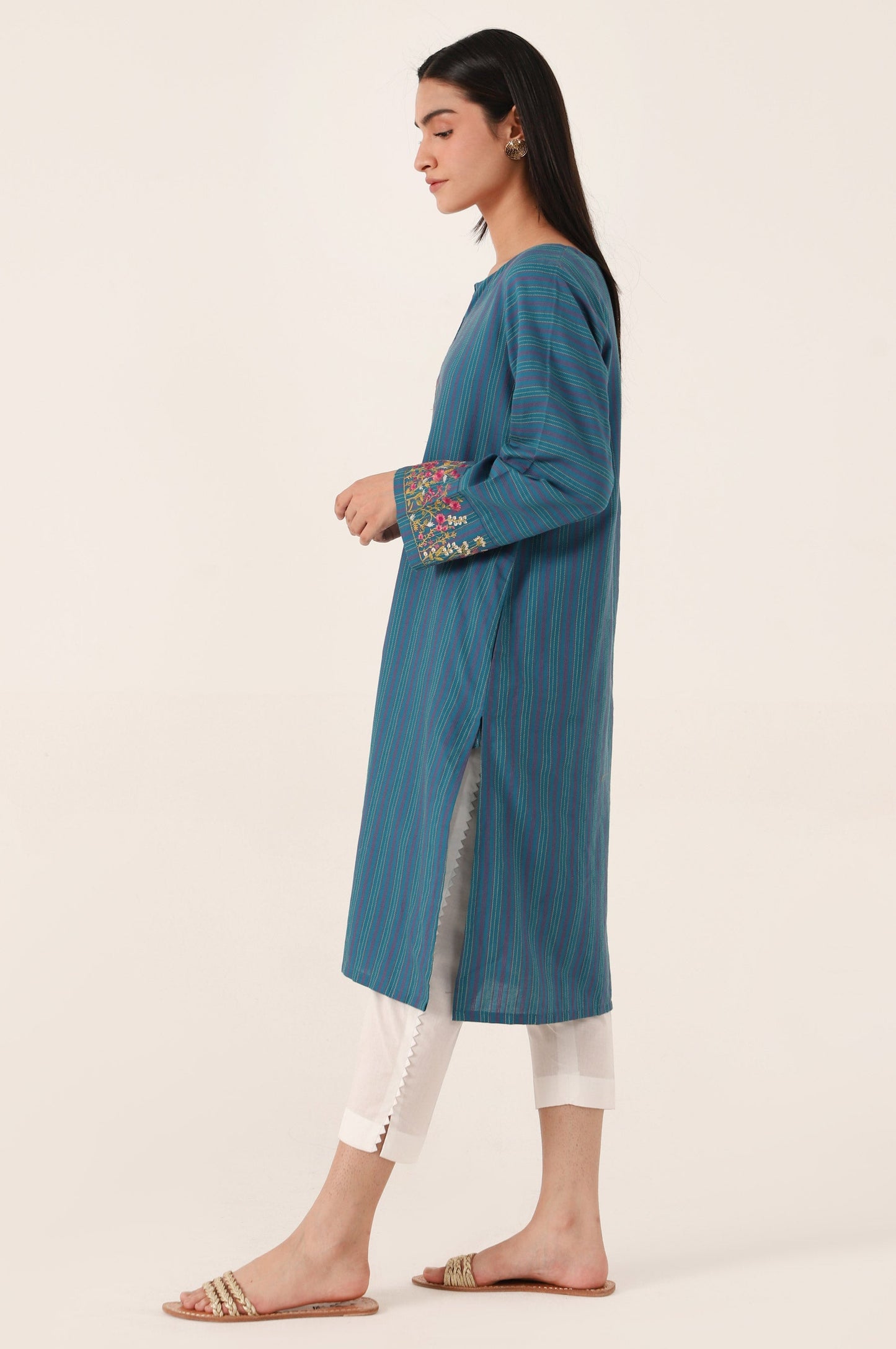 Stitched 1 Piece Embroidered Yarn Dyed Shirt