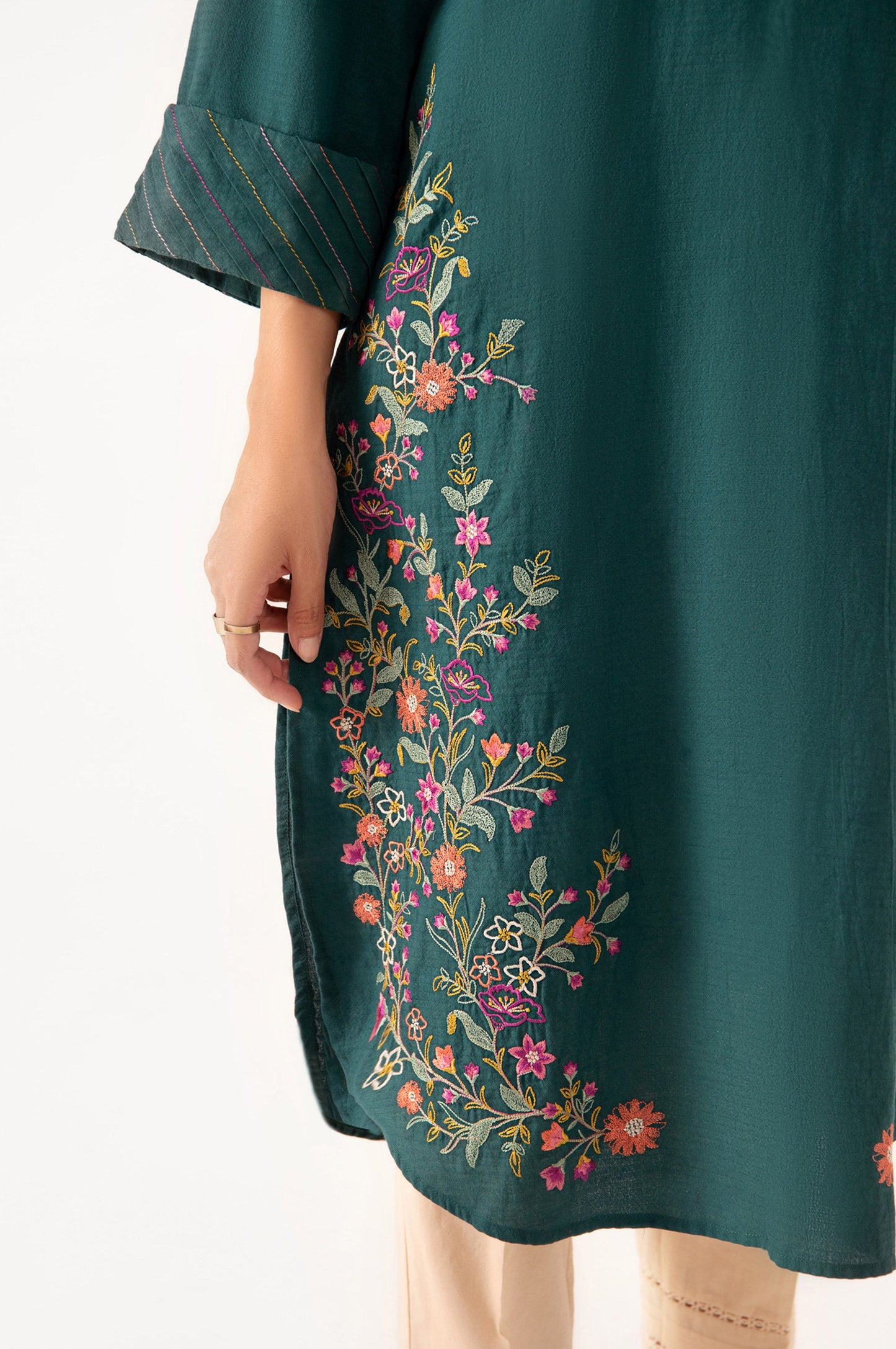 Stitched 1 Piece Embroidered Dobby Shirt