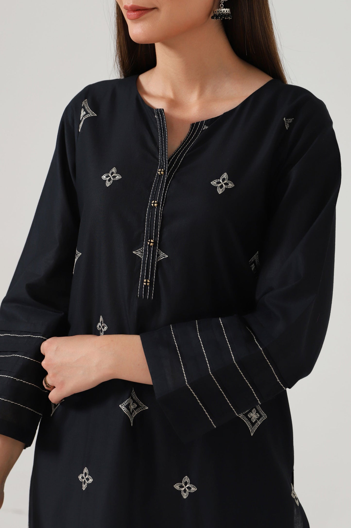 Stitched 1 Piece Embroidered Cambric Shirt