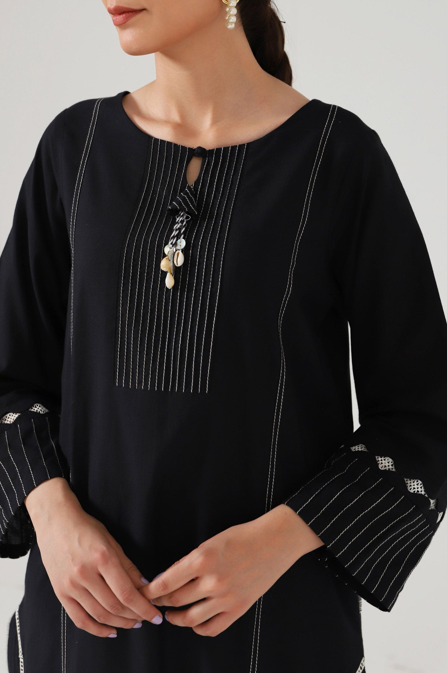 Stitched 1 Piece Stylized Cambric Shirt