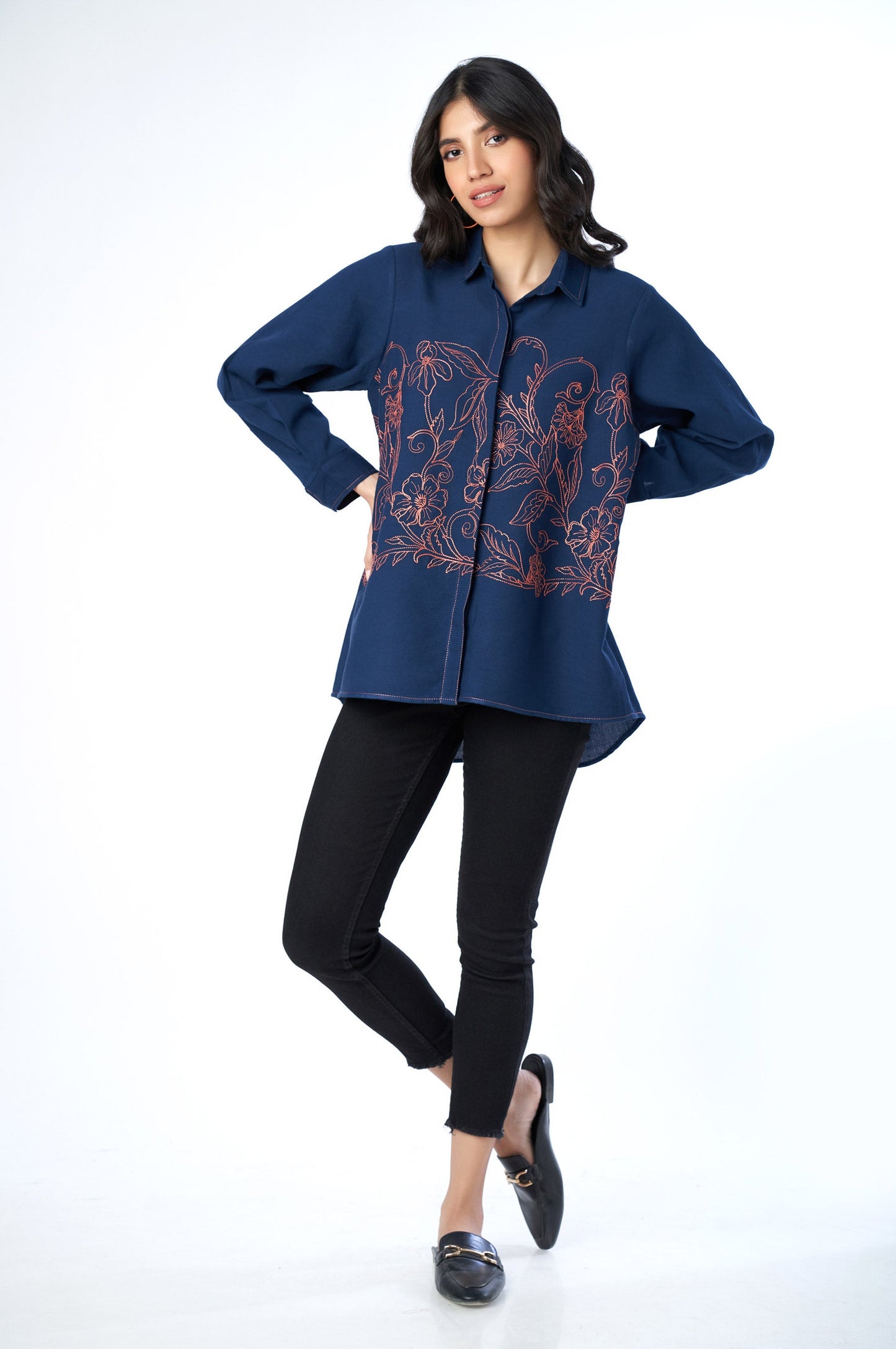 Stitched 1 Piece Embroidered Cottel Fusion Top