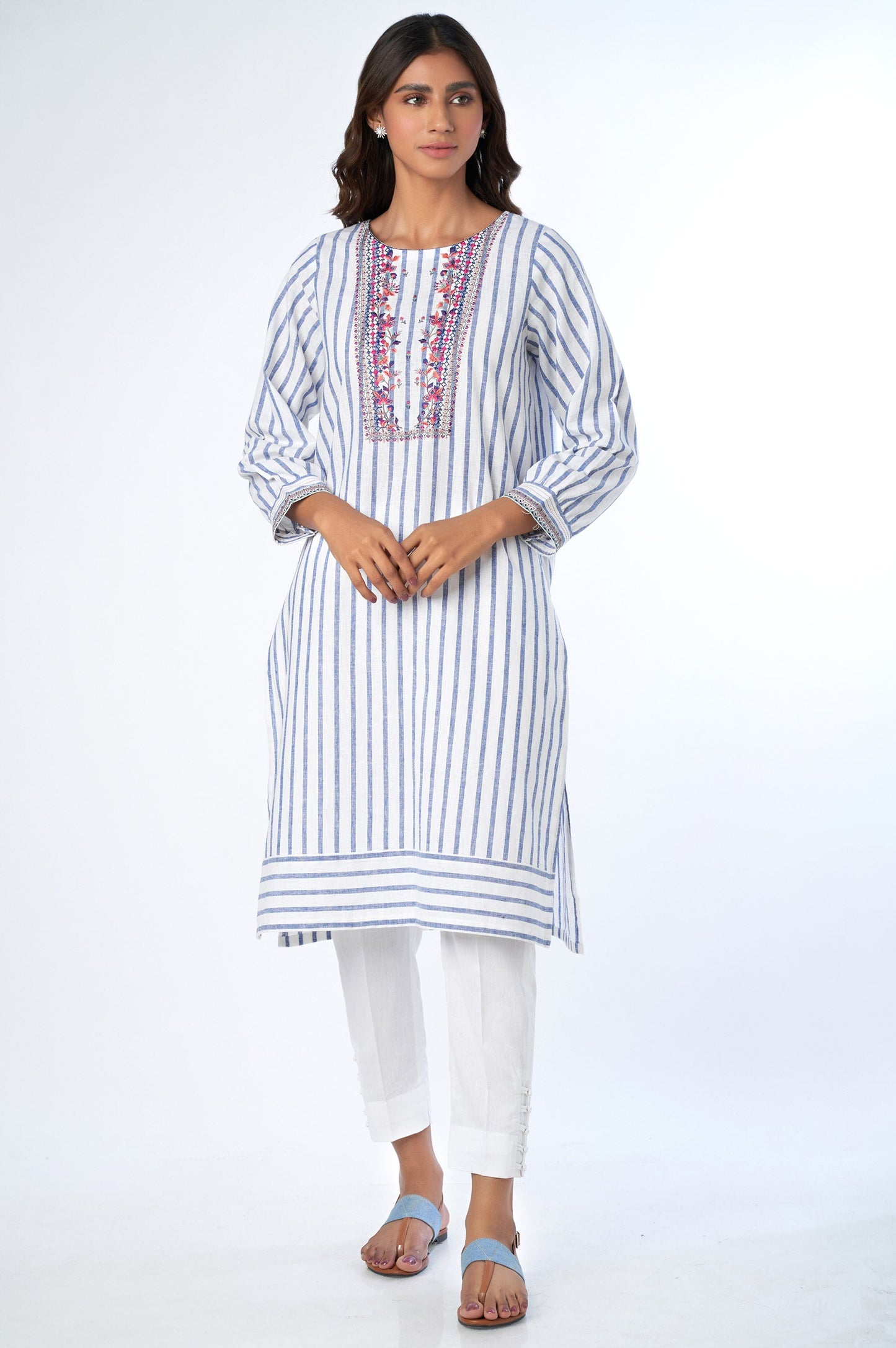 Stitched 1 Piece Embroidered Yarn Dyed Shirt