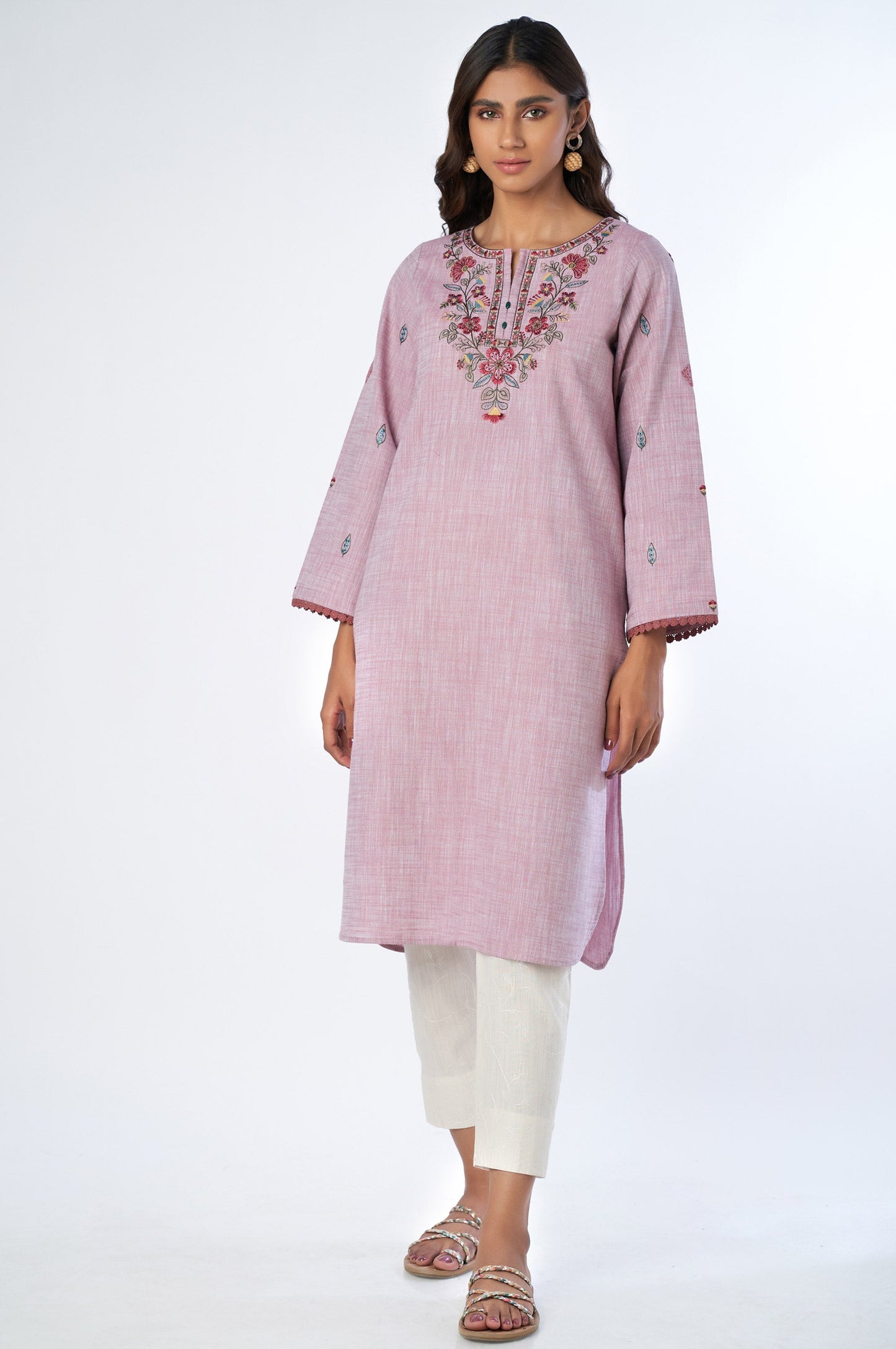 Stitched 1 Piece Embroidered Yarn Dyed Shirt