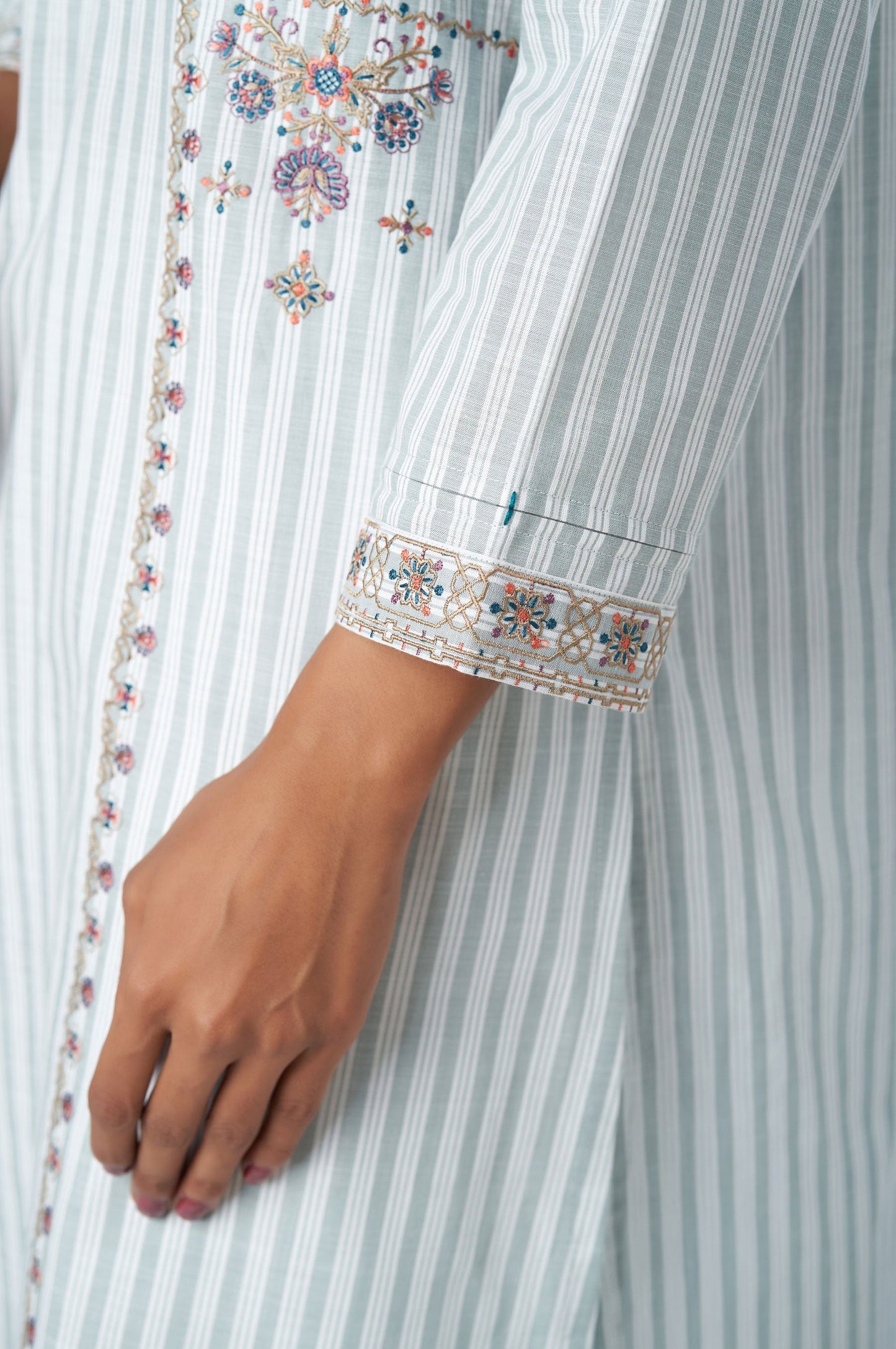 Stitched 1 Piece Embroidered Yarn Dyed Shirt