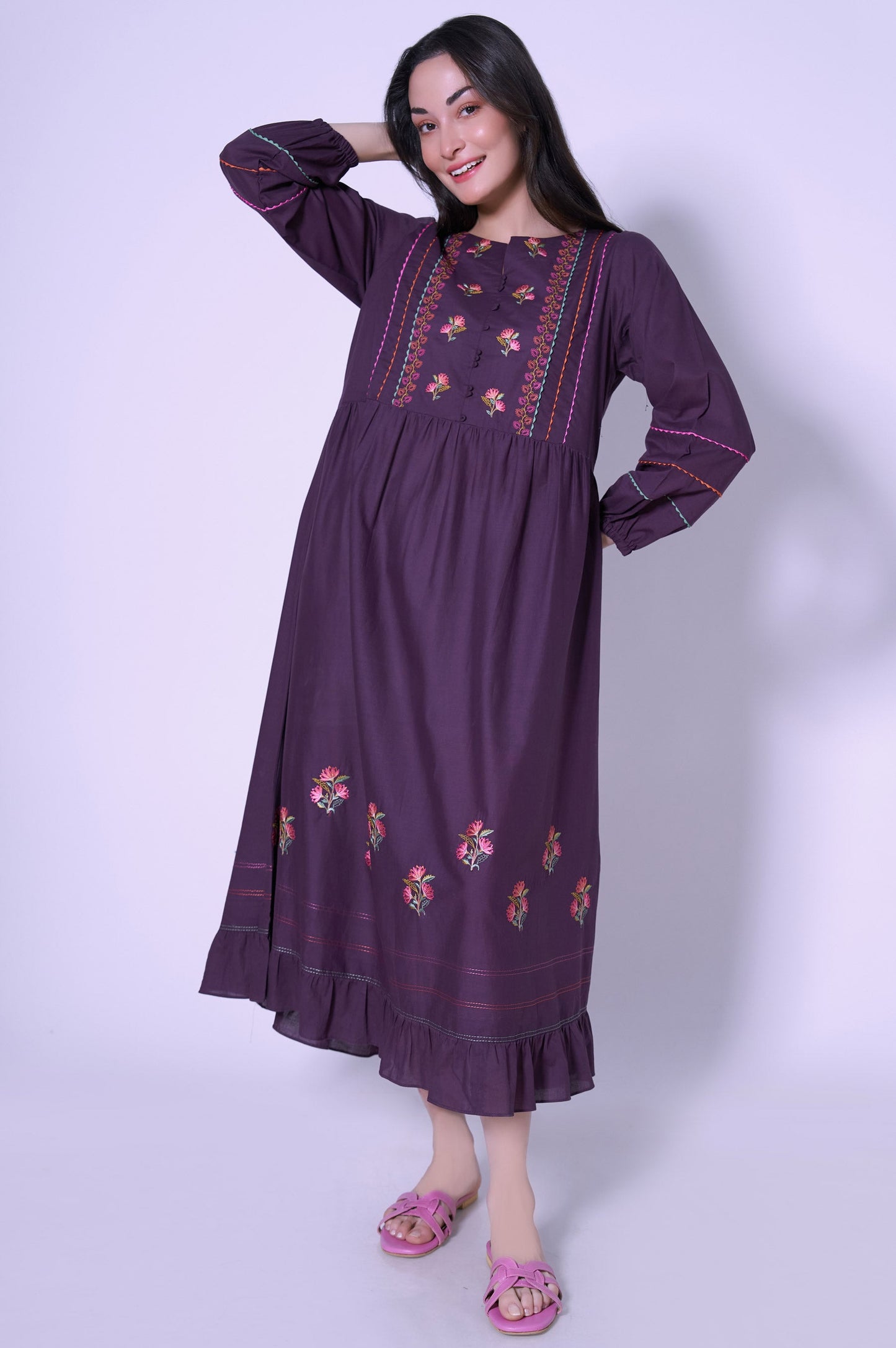 Stitched 1 Piece Cambric Dress