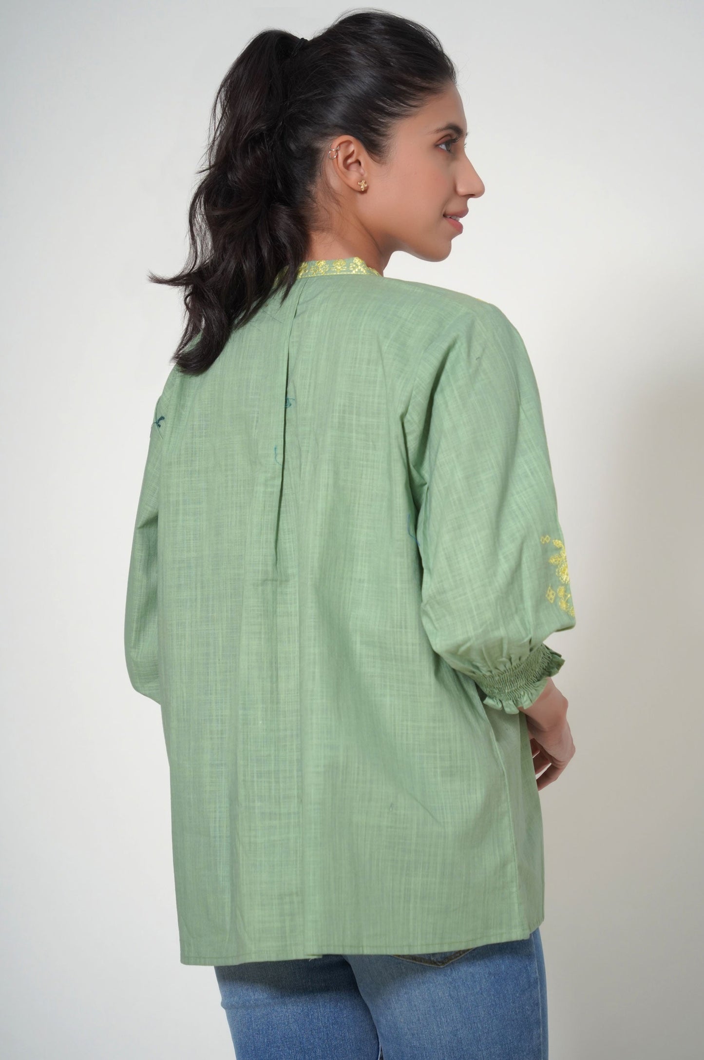 Stitched 1 Piece Cotton Slub Fusion Top