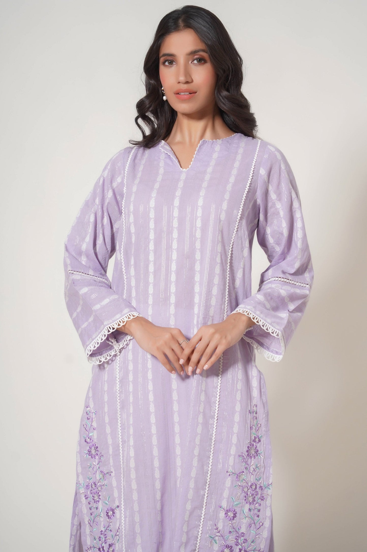 Stitched 1 Piece Embroidered Lorex Jacquard Shirt