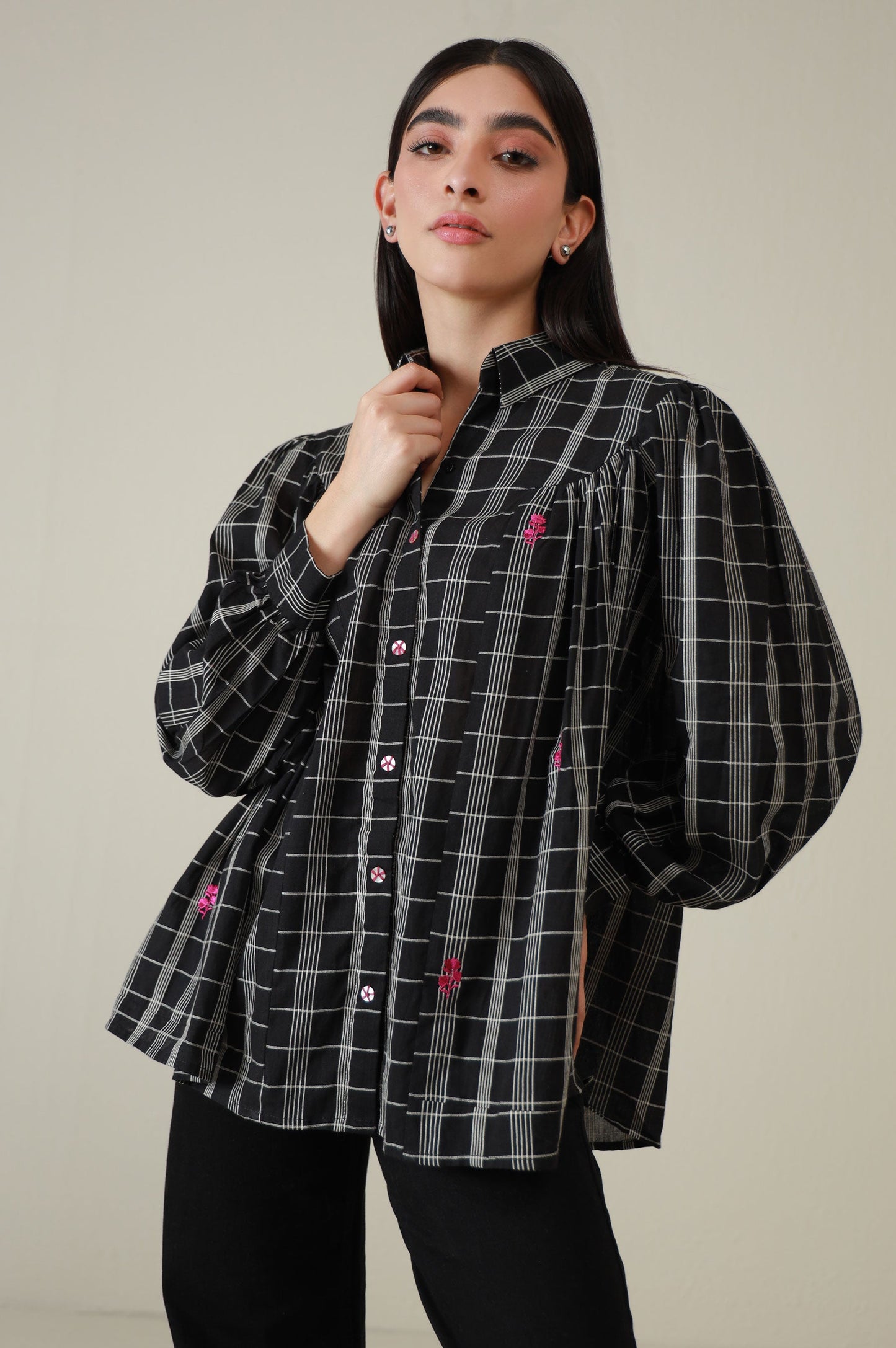 Stitched 1 Piece Embroidered Yarn Dyed Fusion Top