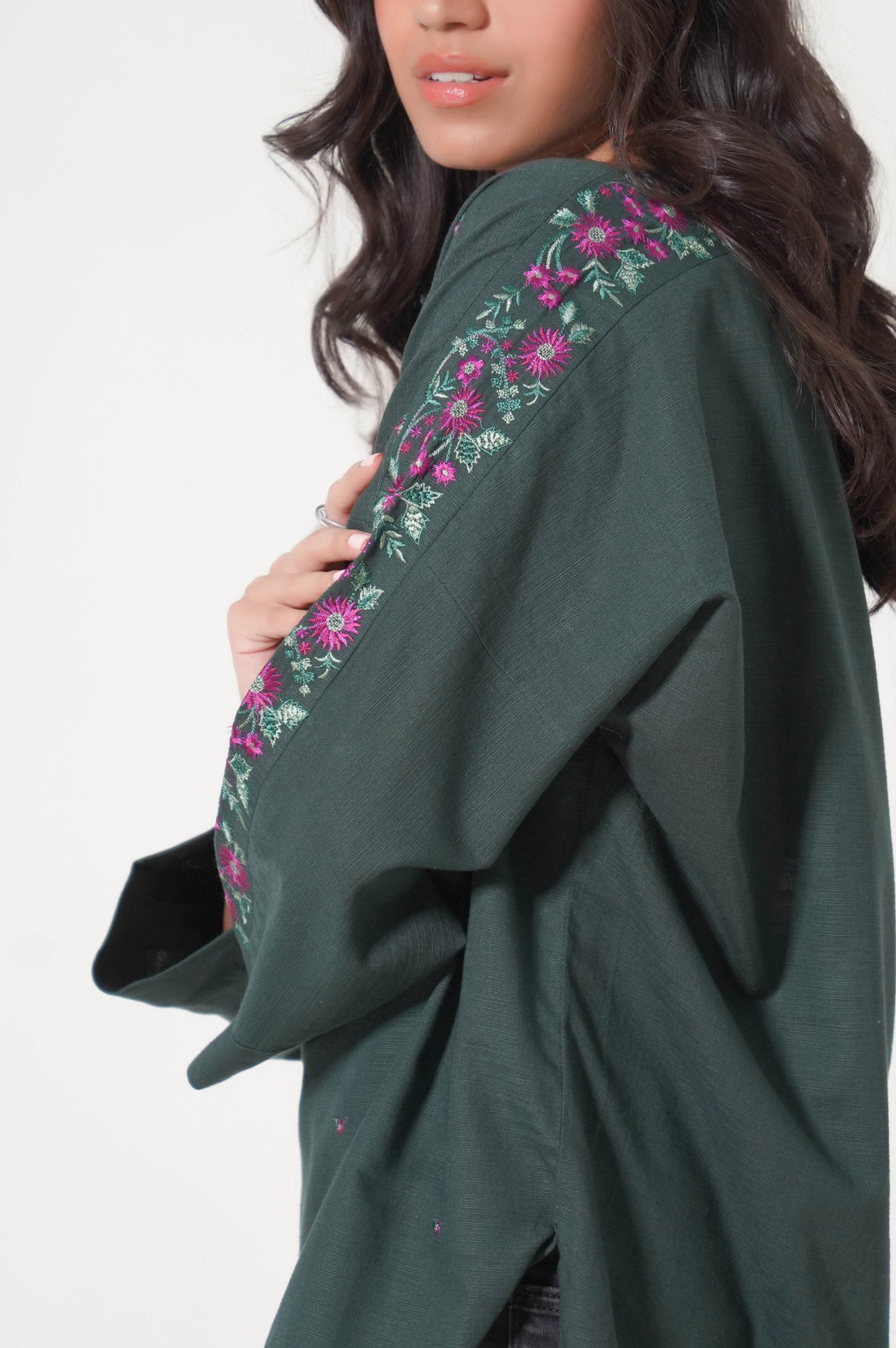 Stitched 1 Piece Embroidered Khaddar Fusion Top