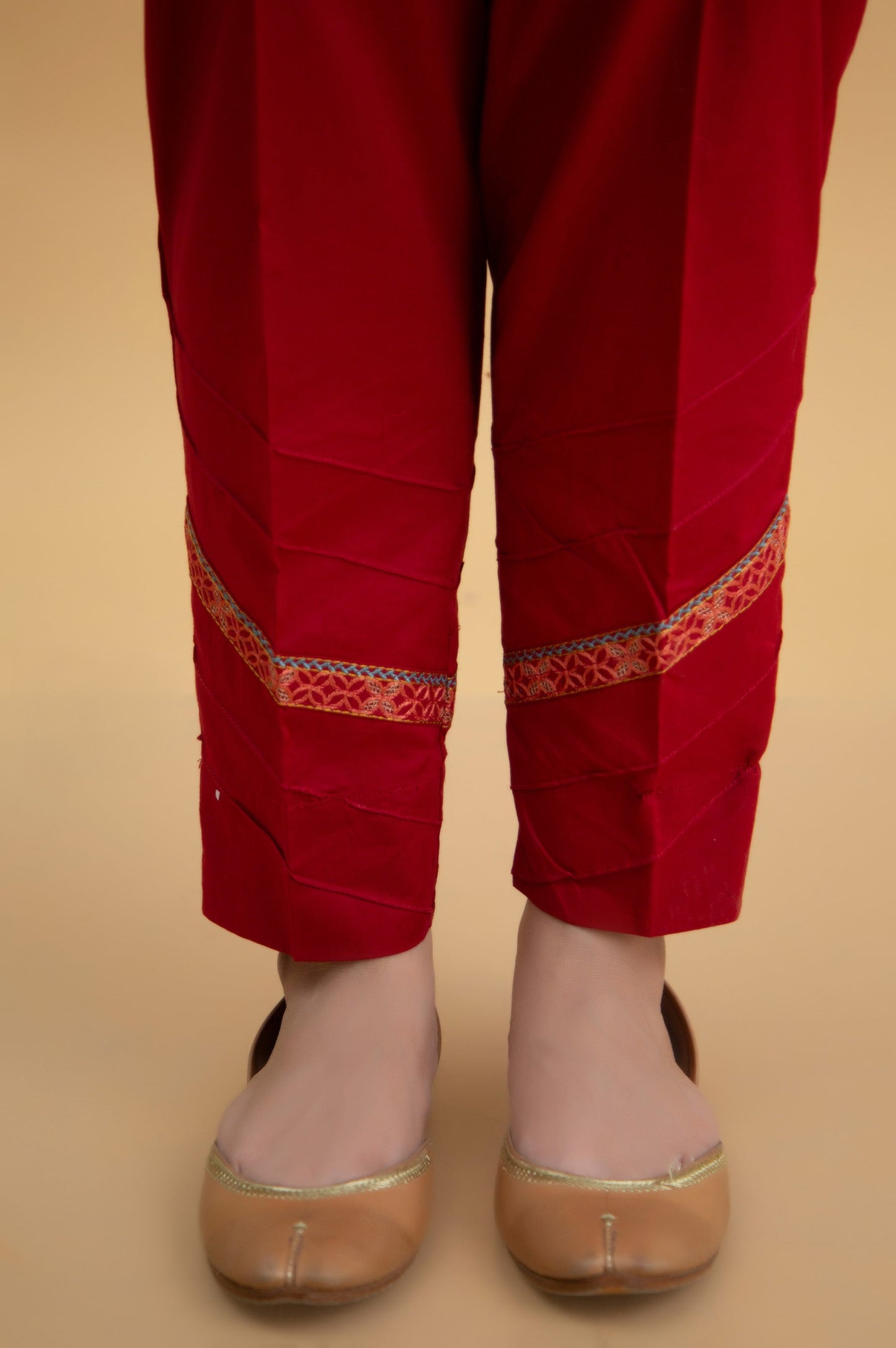 Basic Cambric Cigarette Pants - Red