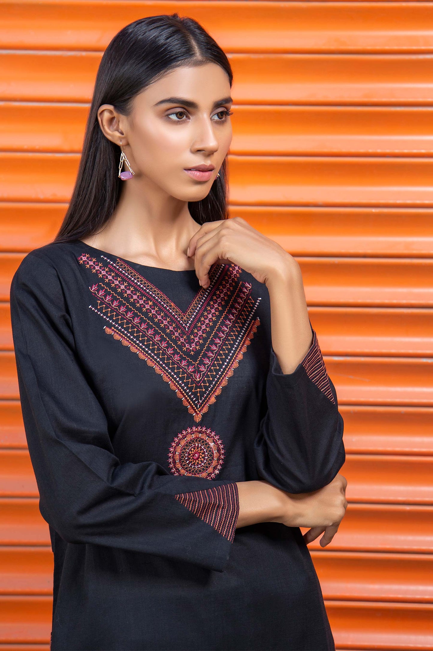 Stitched 2 Piece Embroidered Khaddar Suit