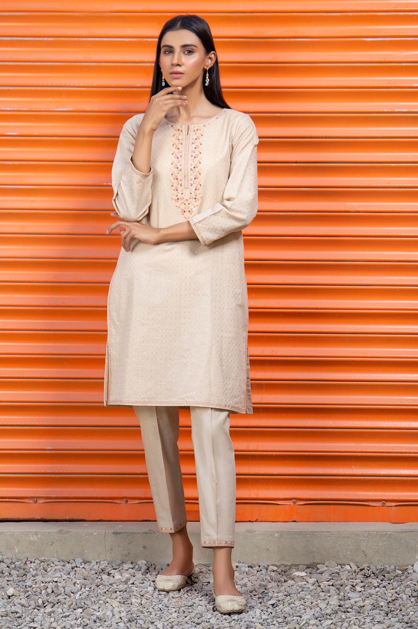 Stitched 2 Piece Embroidered Mesuri Suit