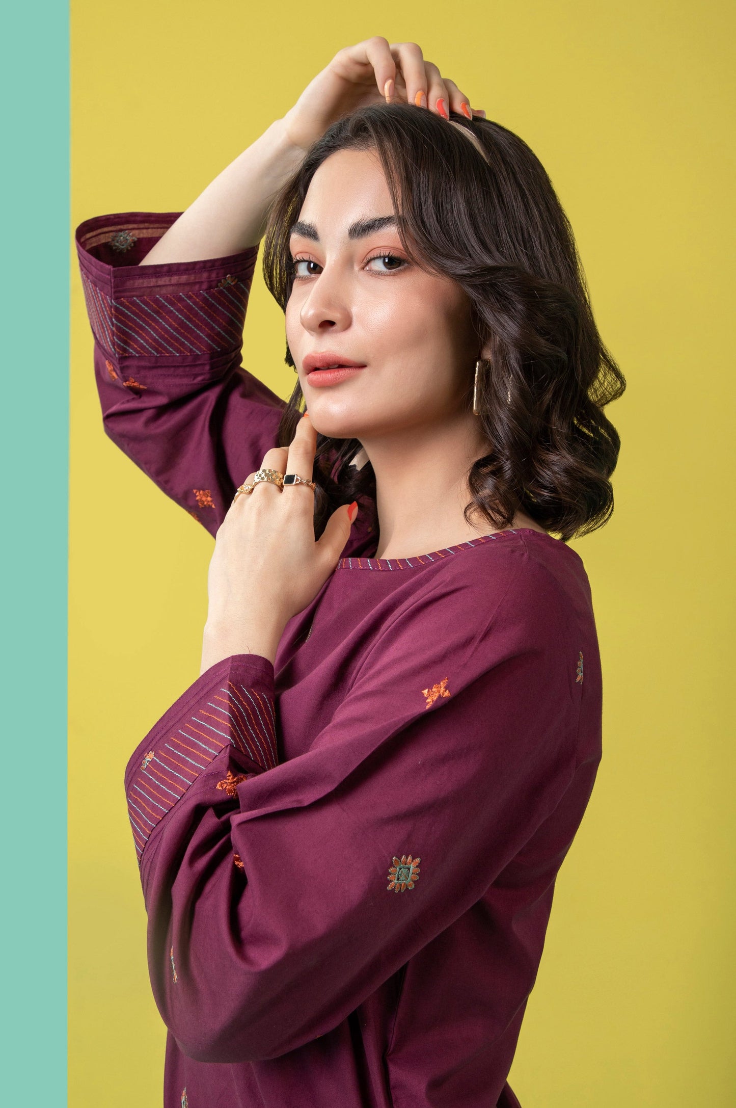 Stitched 2 Piece Embroidered Cambric Suit