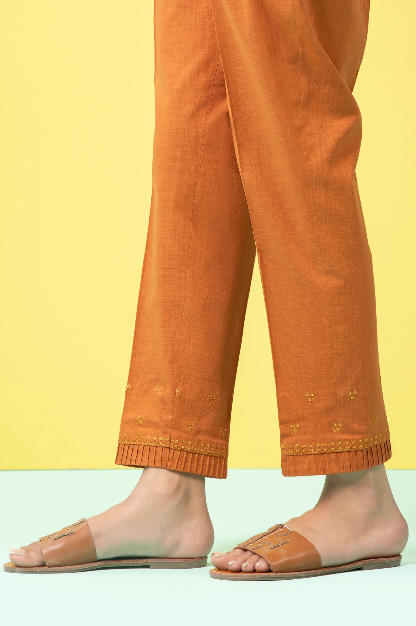 Stitched 2 Piece Embroidered Cotton Slub Suit