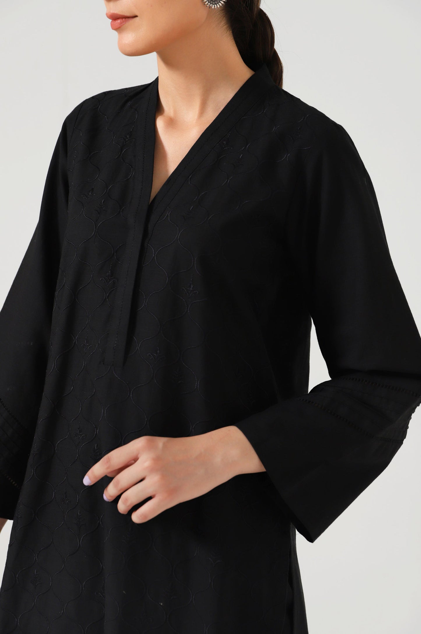 Stitched 2 Piece Embroidered Cotton Slub Suit