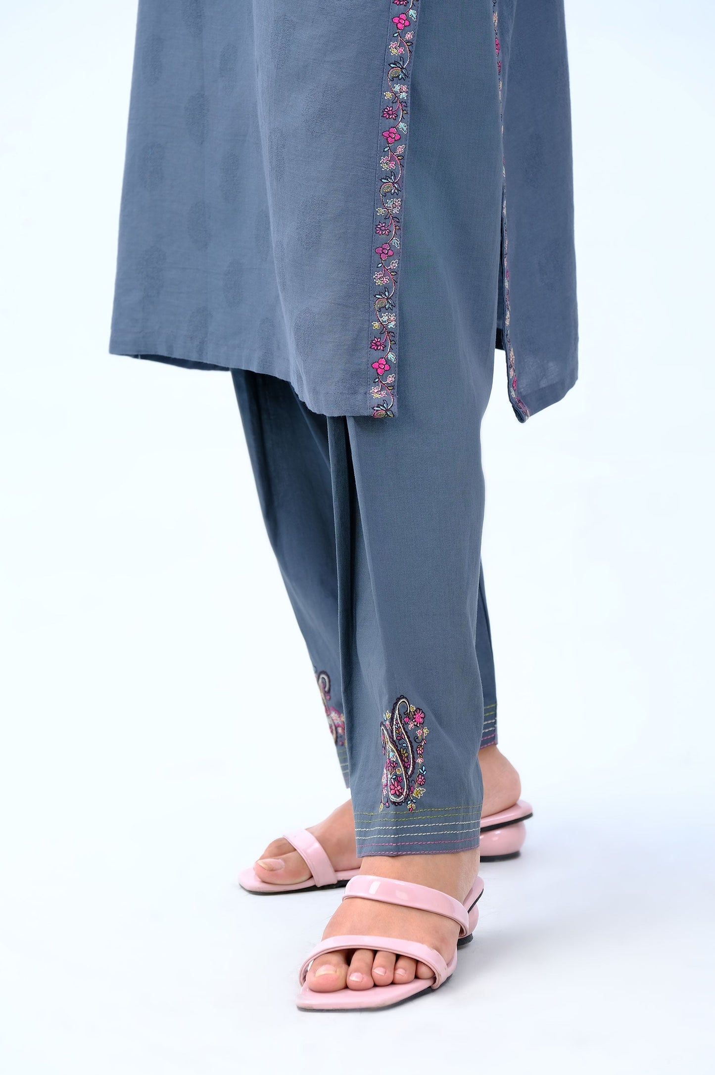 Stitched 2 Piece Satin Jacquard Suit