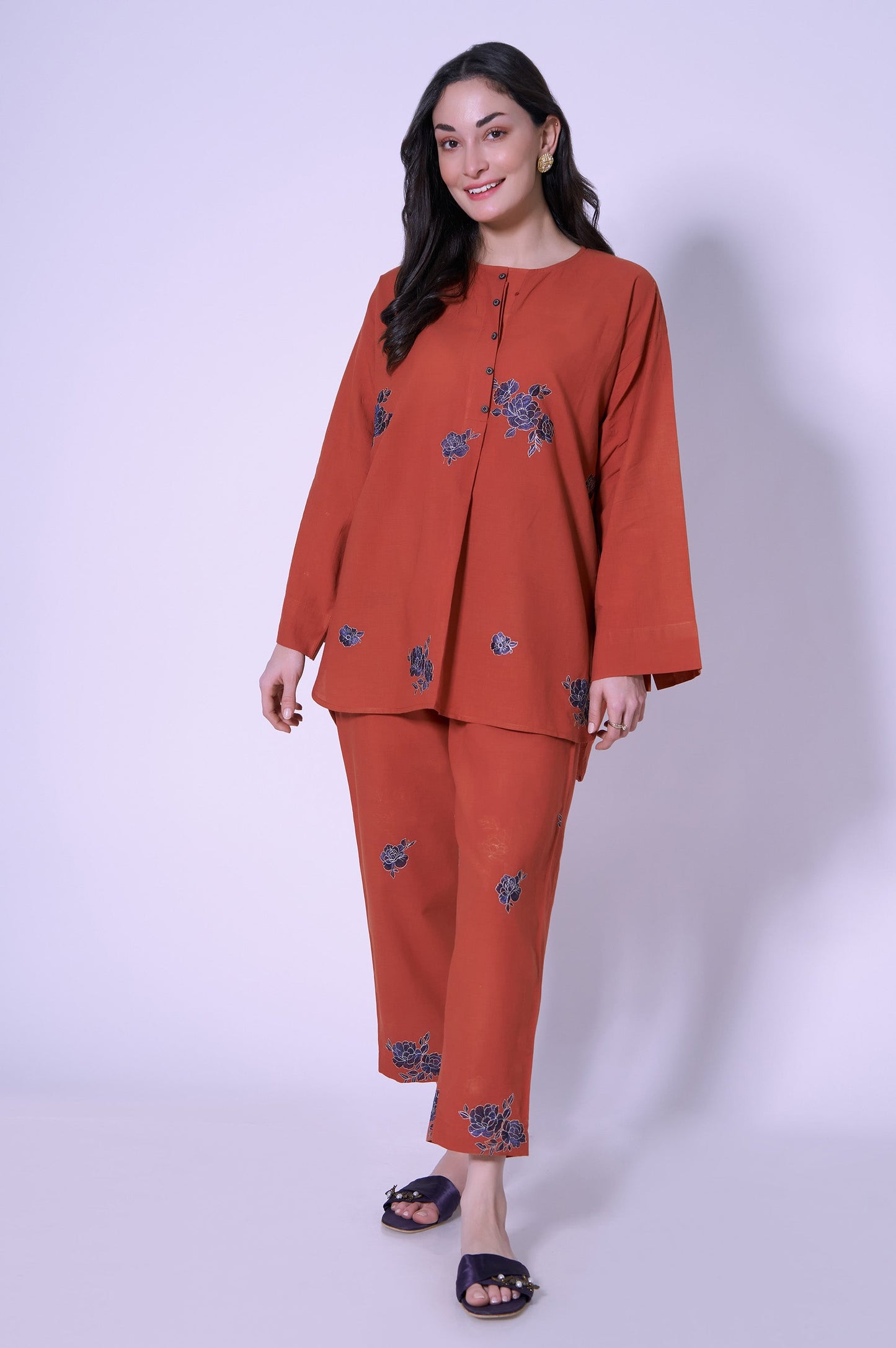 Stitched 2 Piece Cambric Co-ord Set