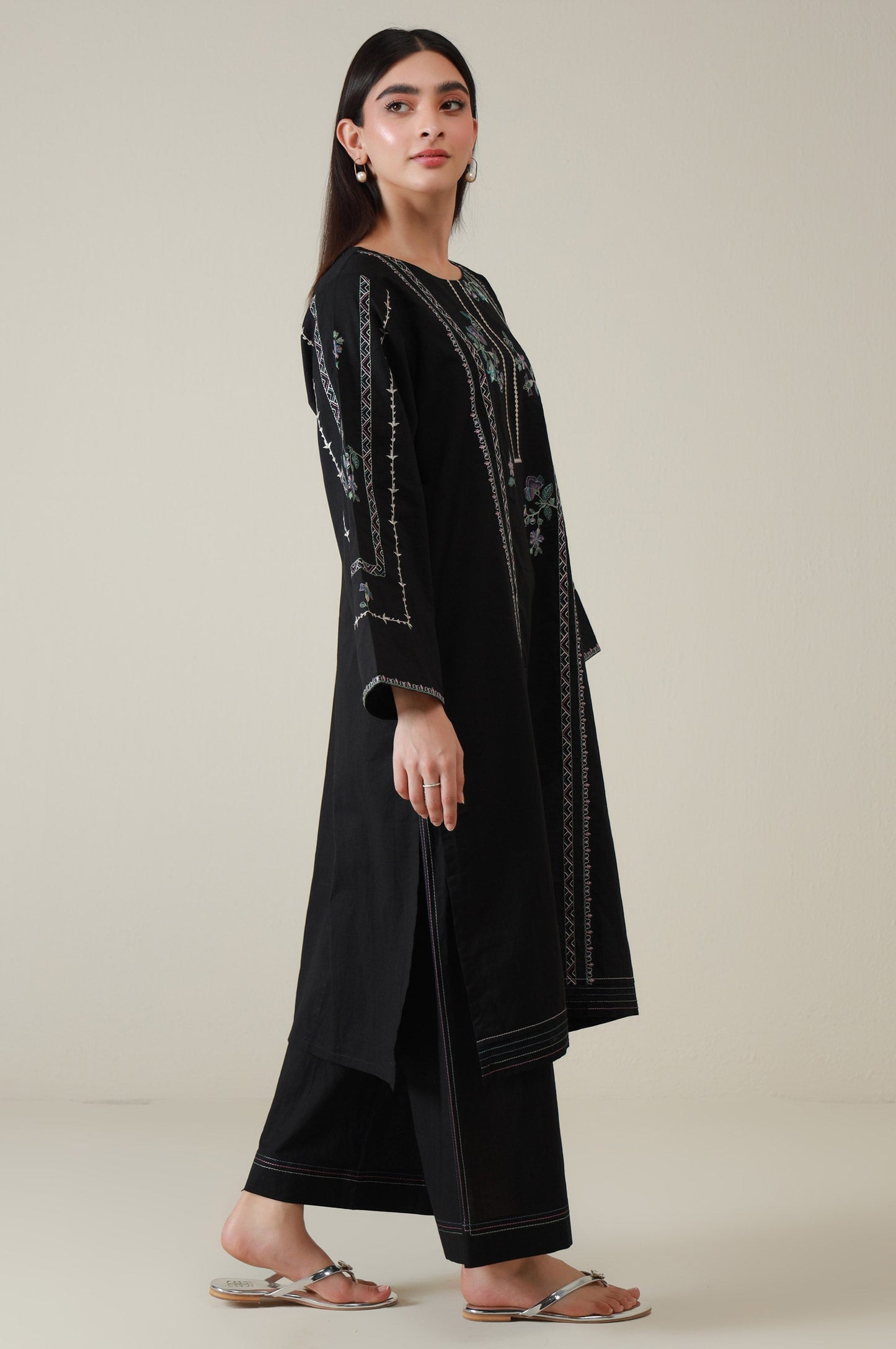 Stitched 2 Piece Embroidered Cambric Suit