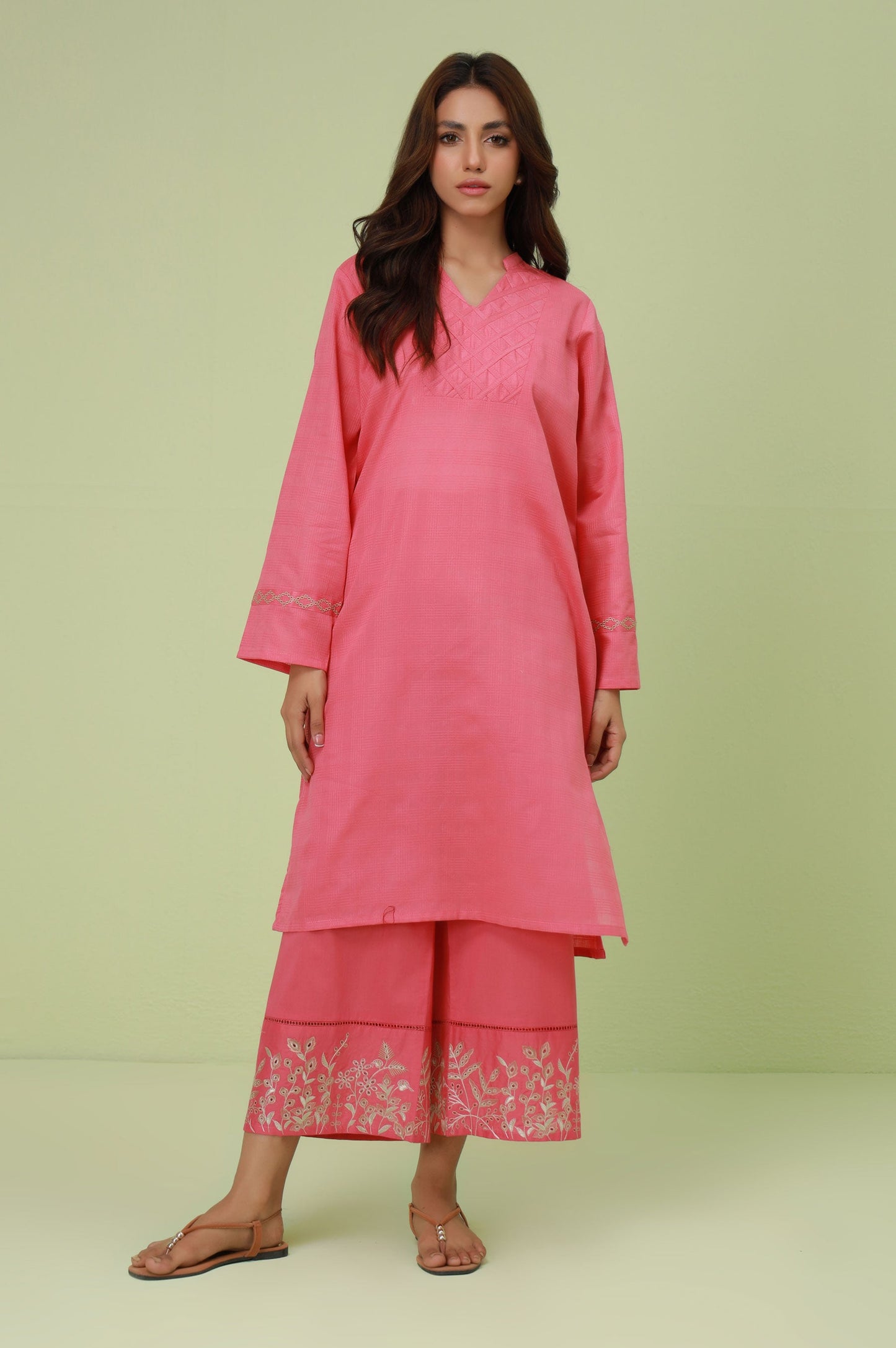 Stitched 2 Piece Embroidered Textured Suit