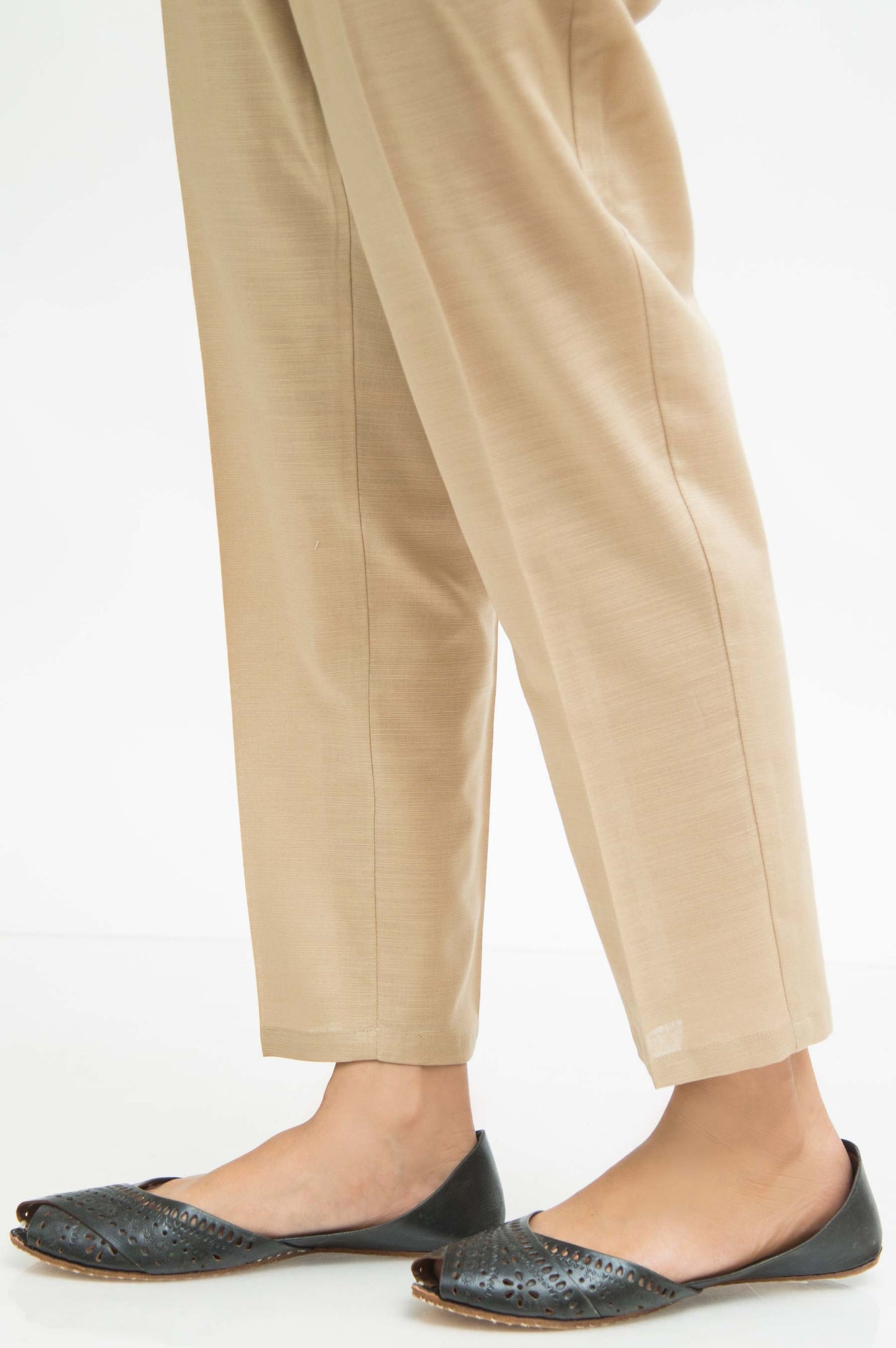 Basic Cambric Cigarette Pants - Beige