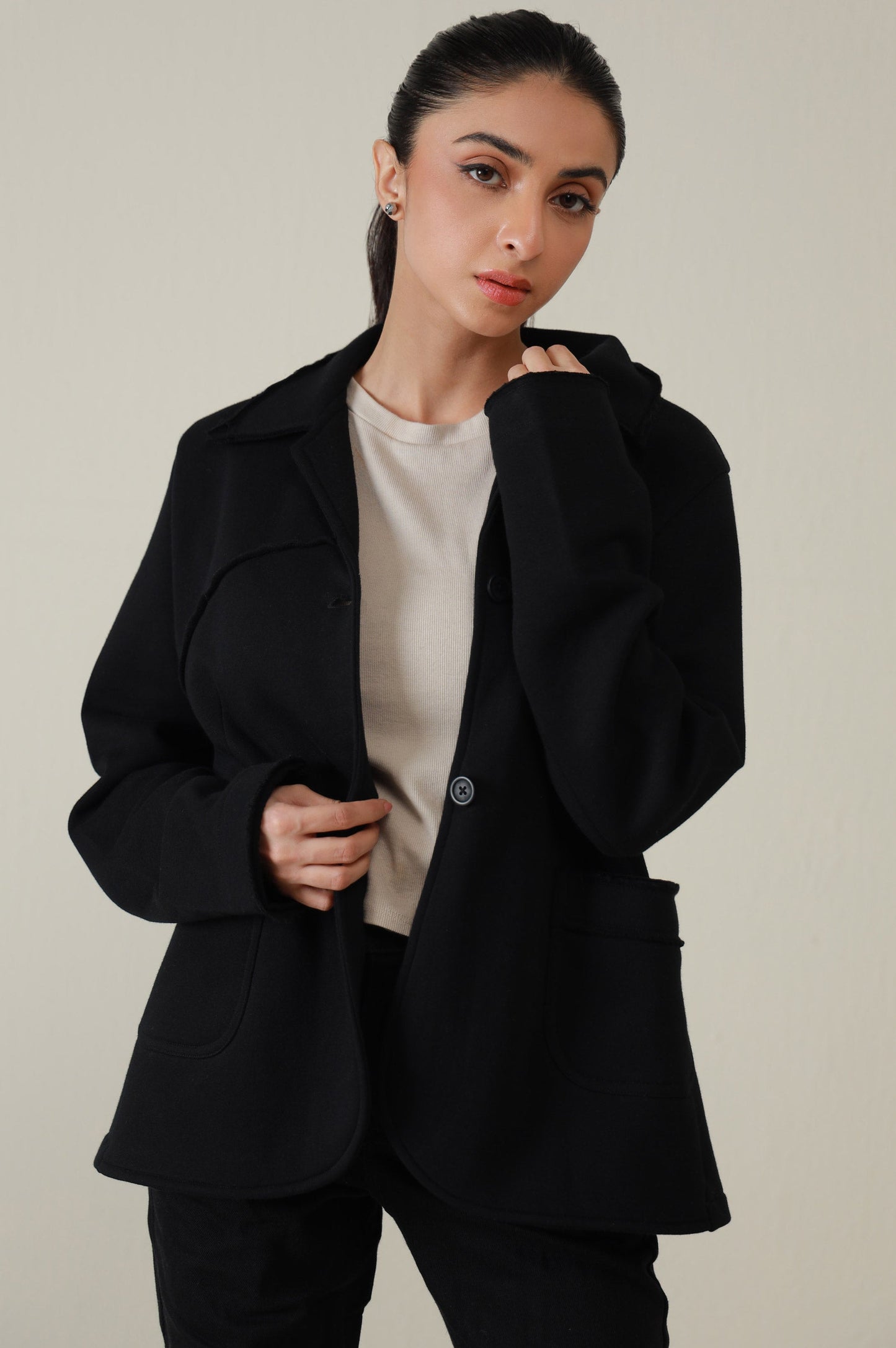 Two-Button Coat - Black