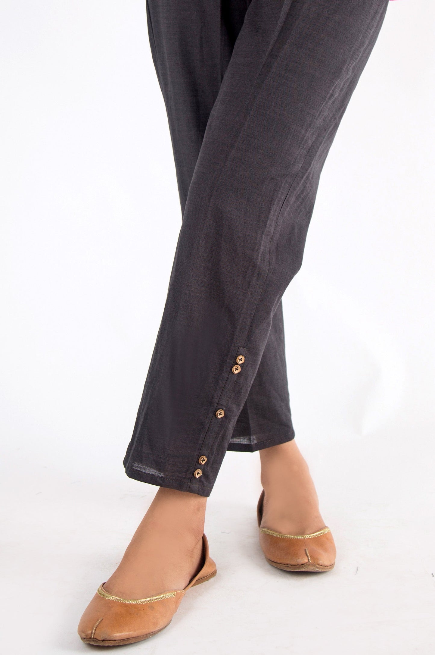 Embellished Khaddar Pants - Charcoal
