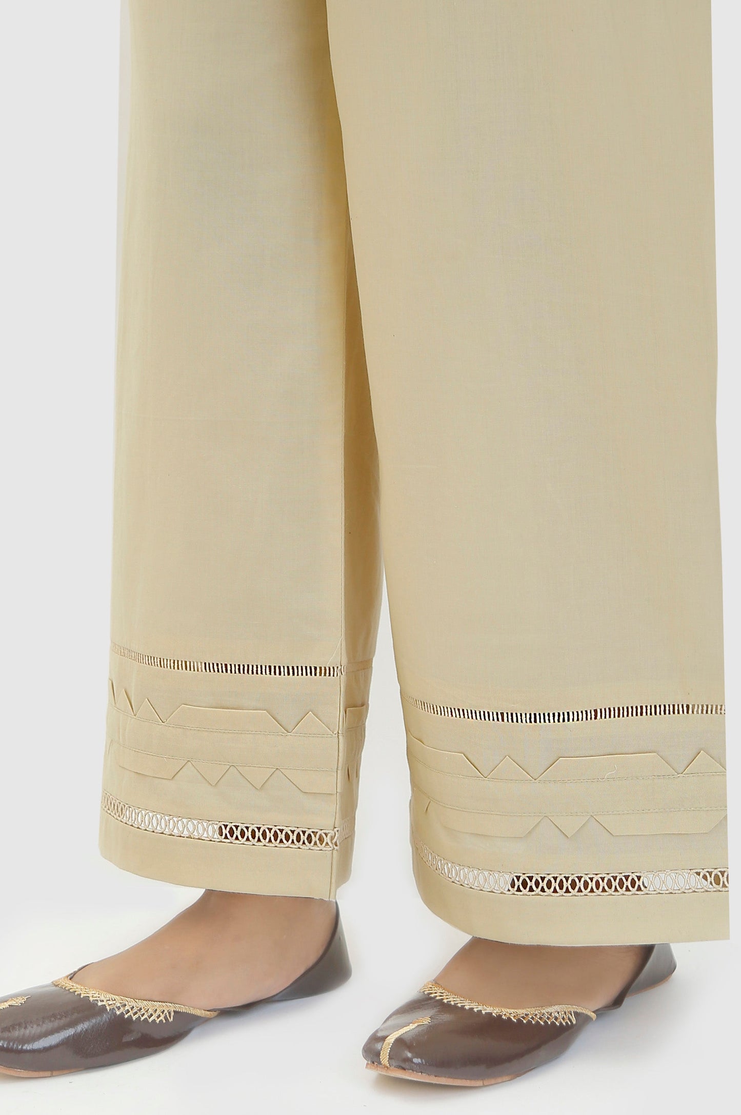 Embellished Cambric Culottes - Beige