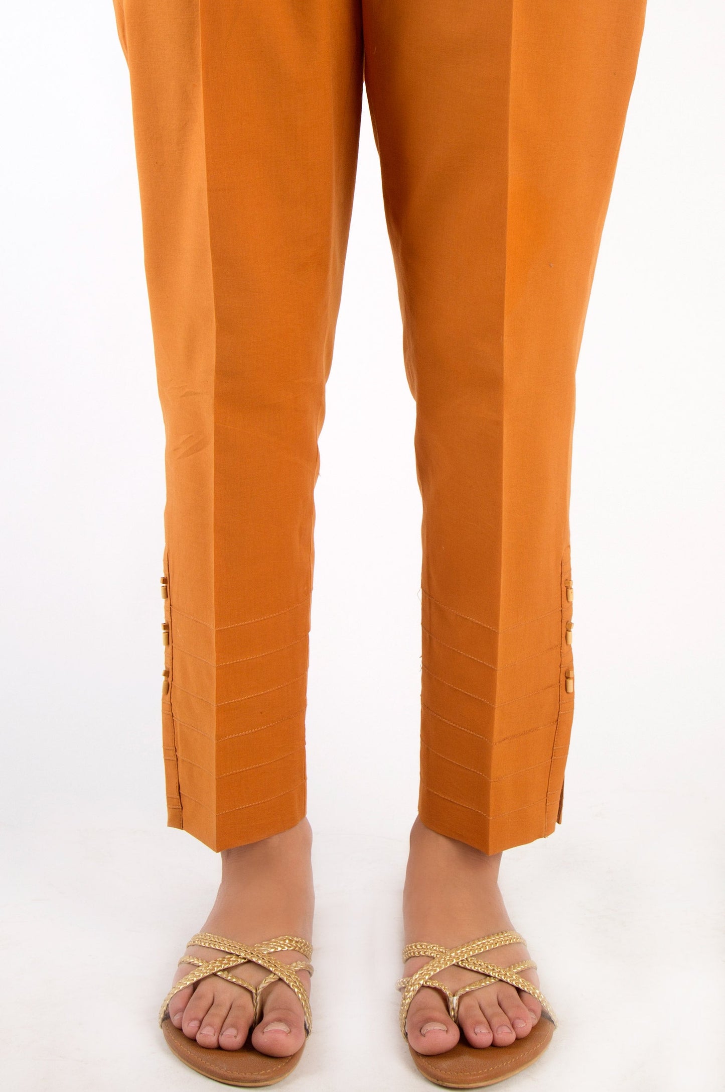 Embellished Cambric Cigarette Pants - Mustard