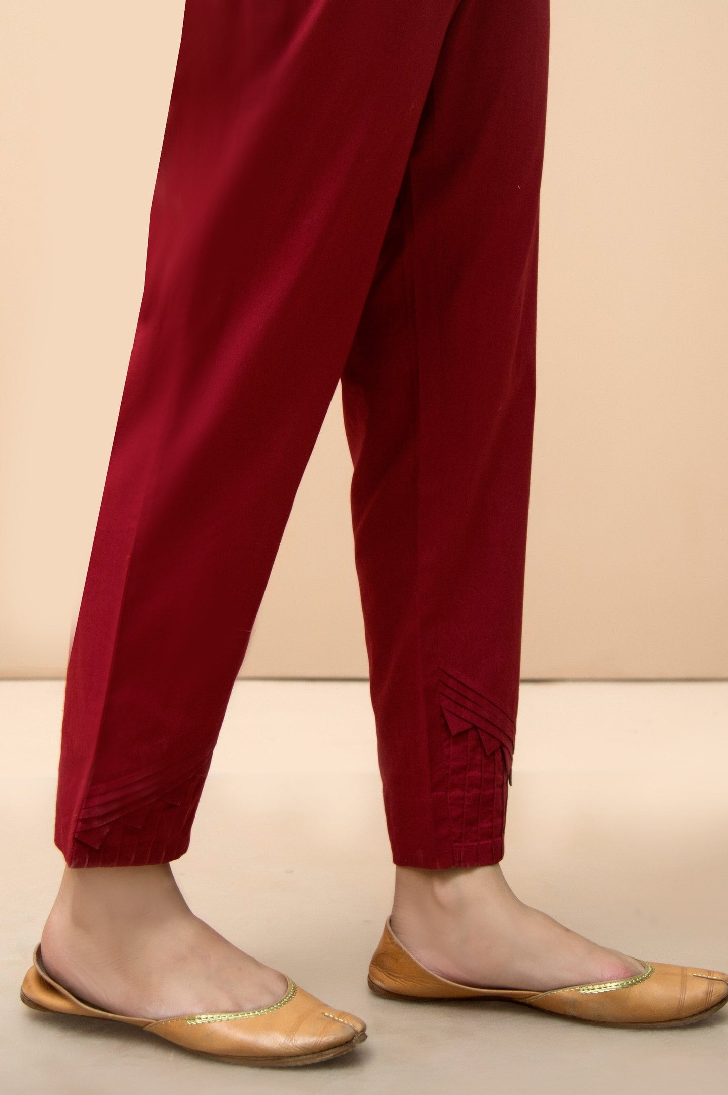 Embellished Cambric Cigarette Pants - Maroon