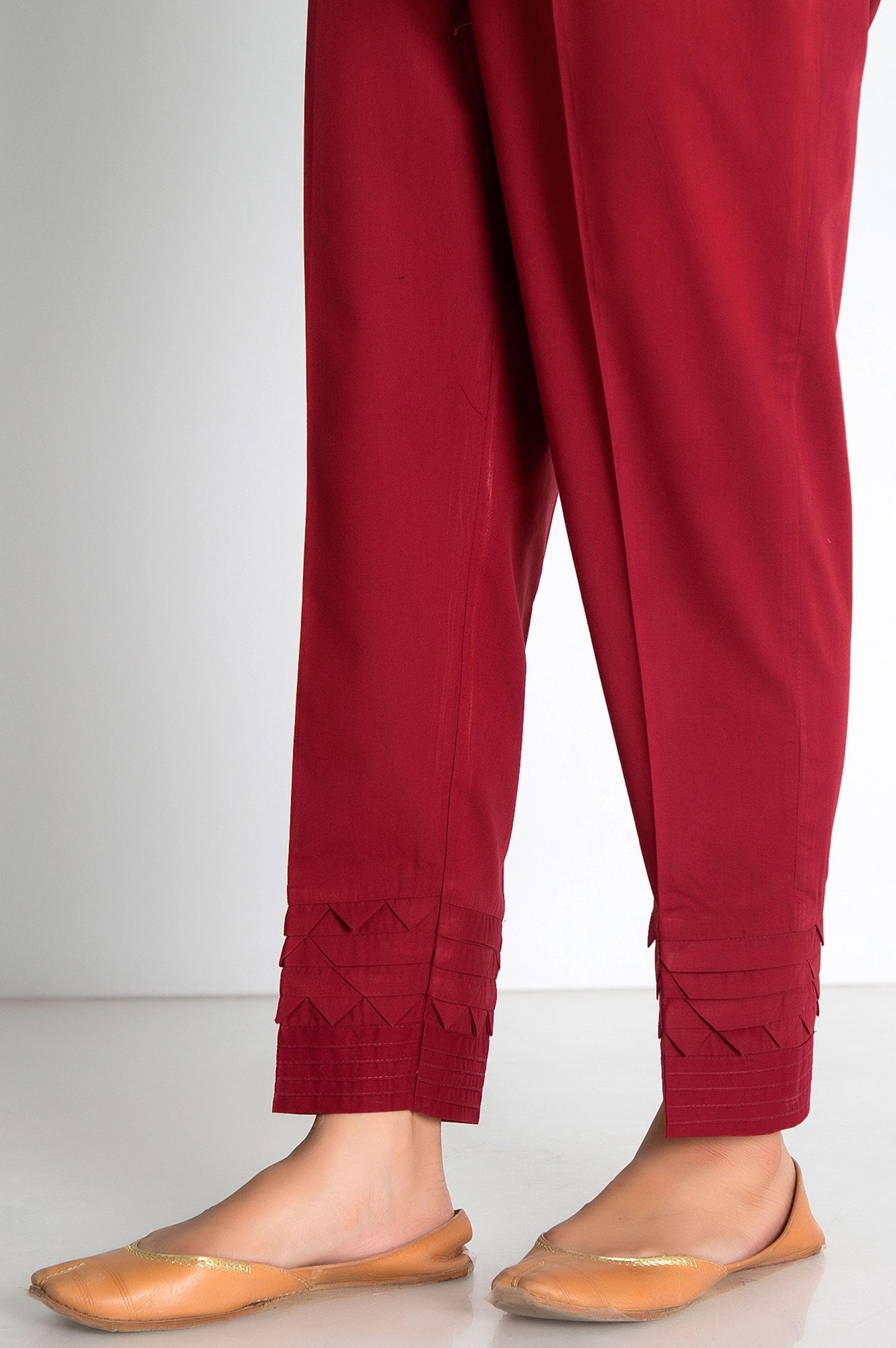 Stylized Cigarette Pants  - Deep Red
