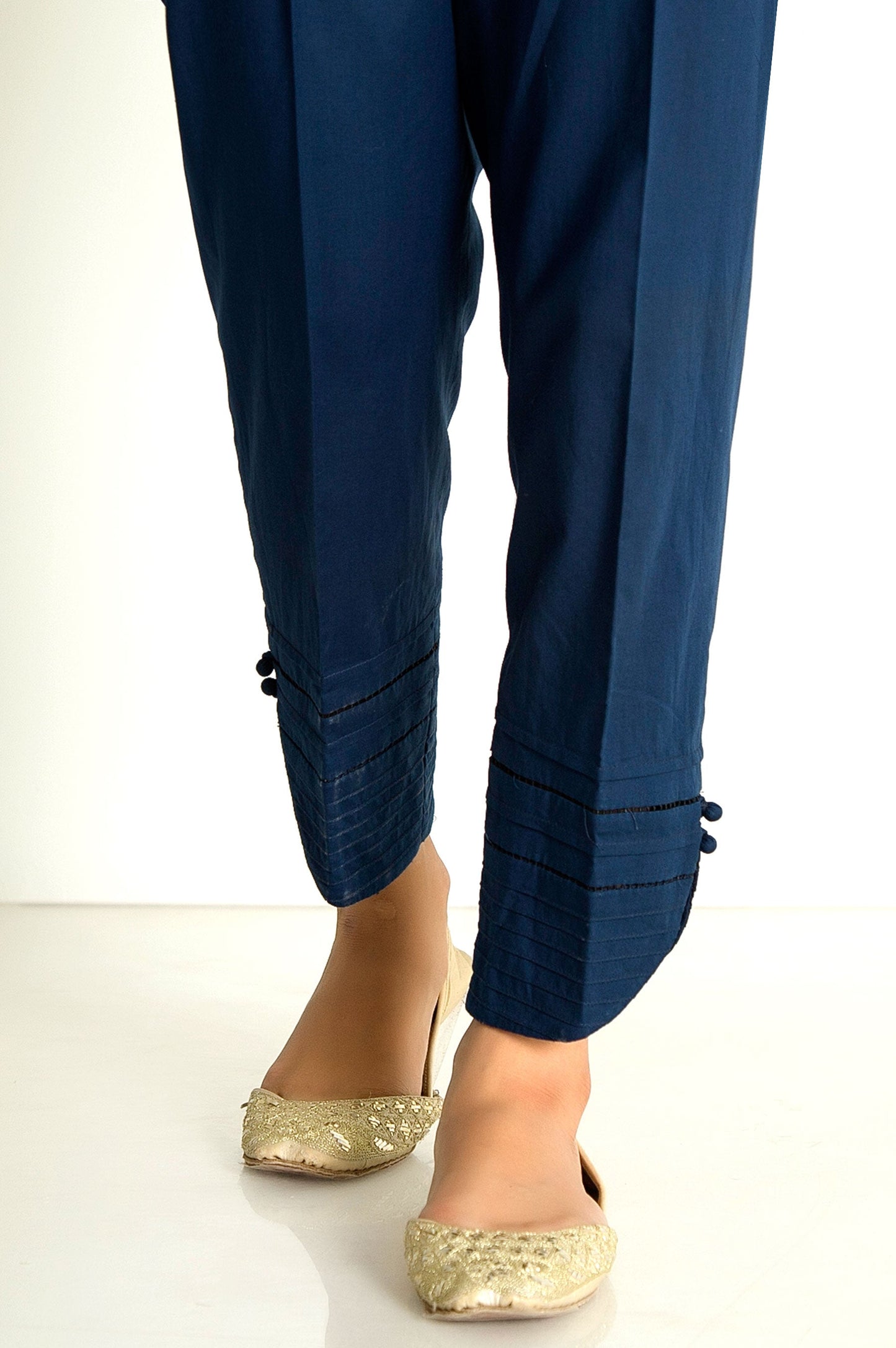 Embellished Cambric Cigarette Pants - Marine