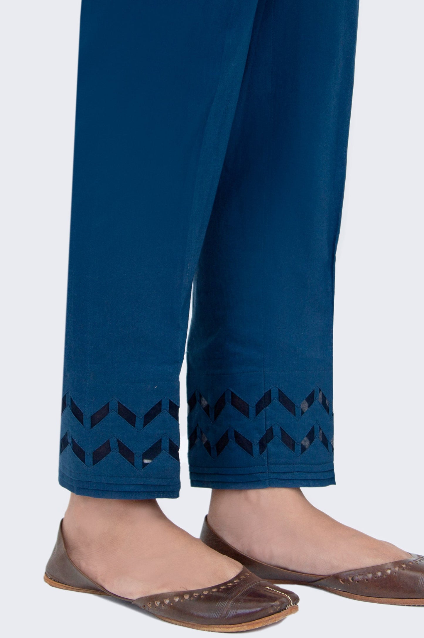 Stylised Cambric Cigarette  Pants  - Blue