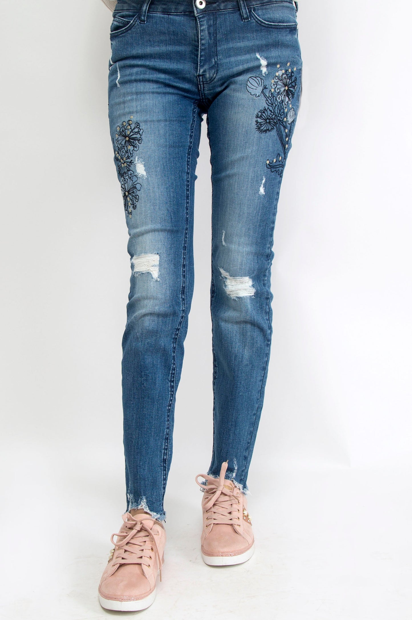 Cotton Denim Pants - Blue