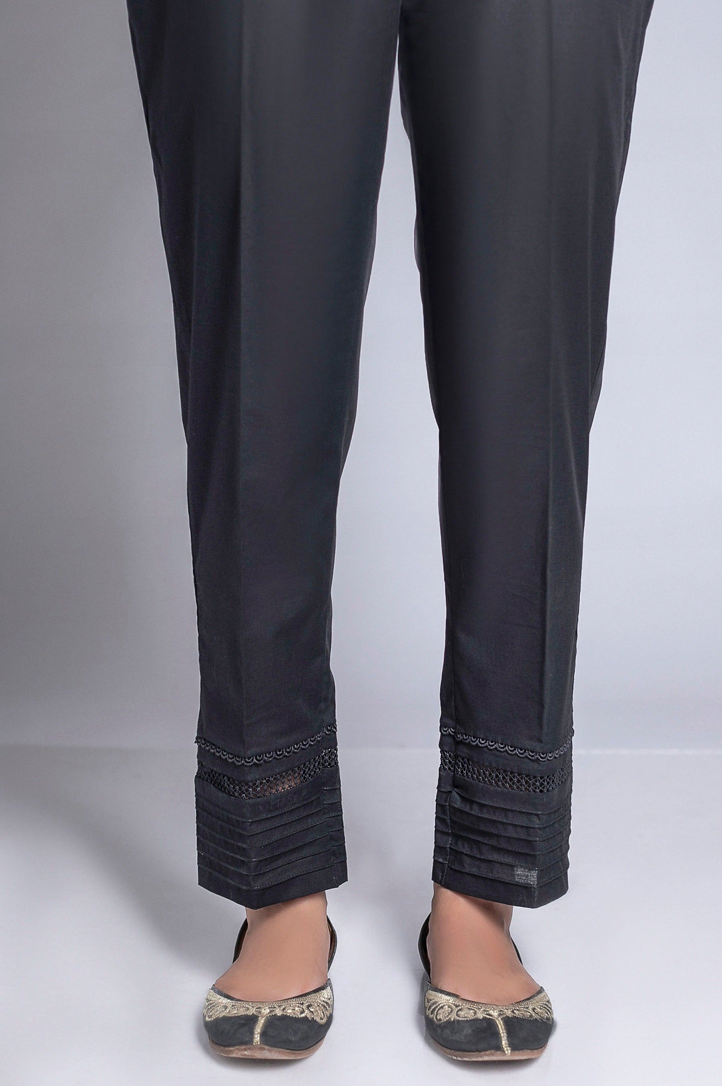 Embellished Cambric Pants - Black