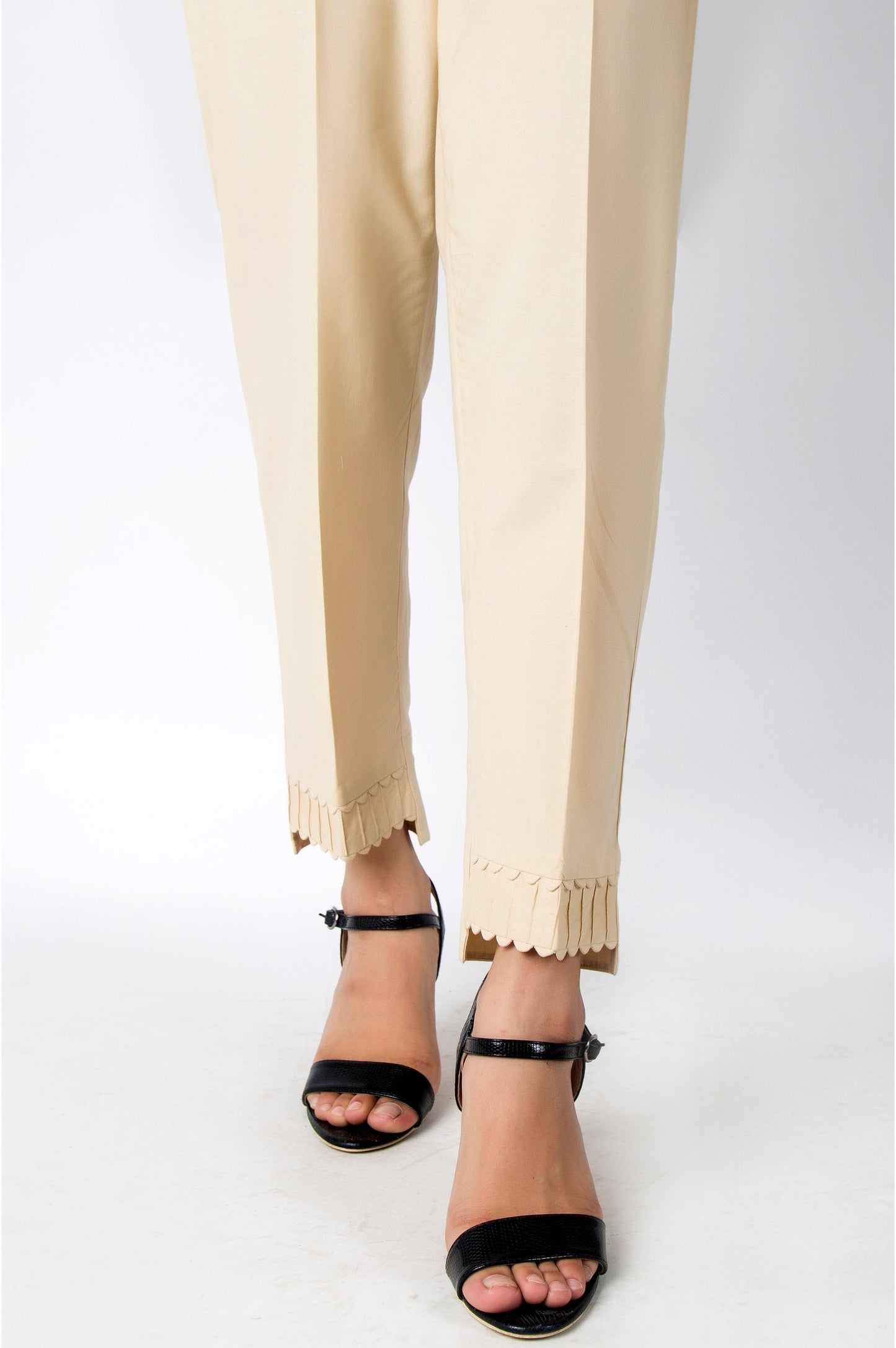 Embellished Cambric Pants - Beige