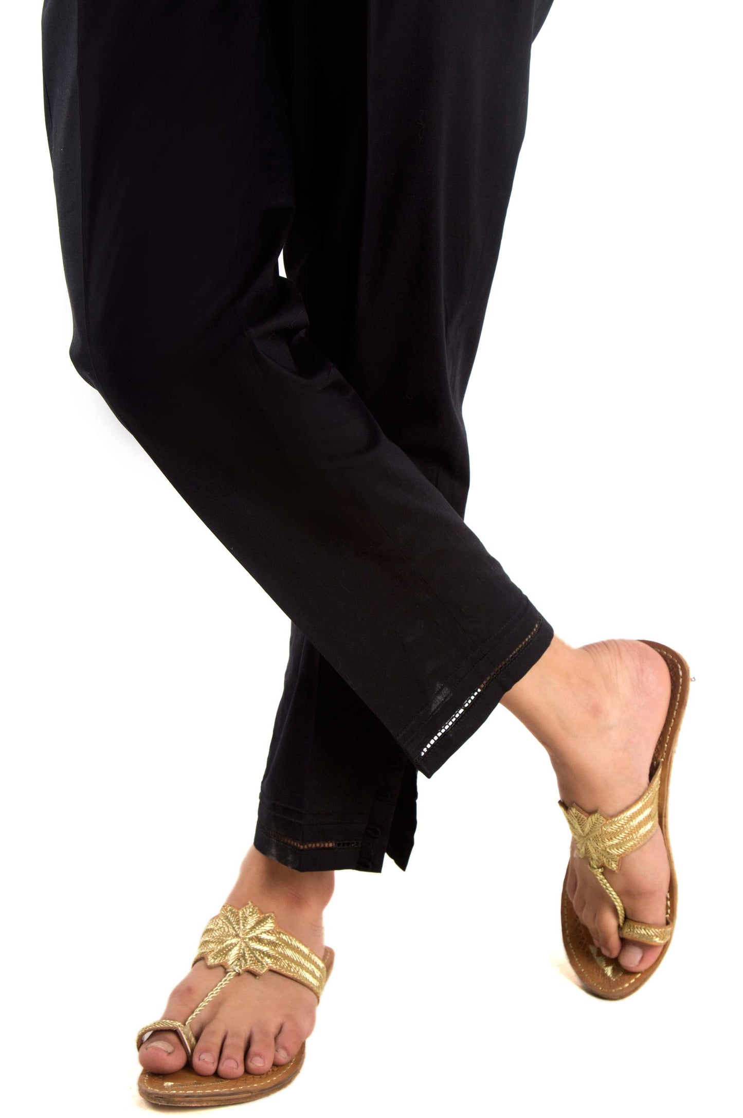 Embellished Cigarette Pants - Black