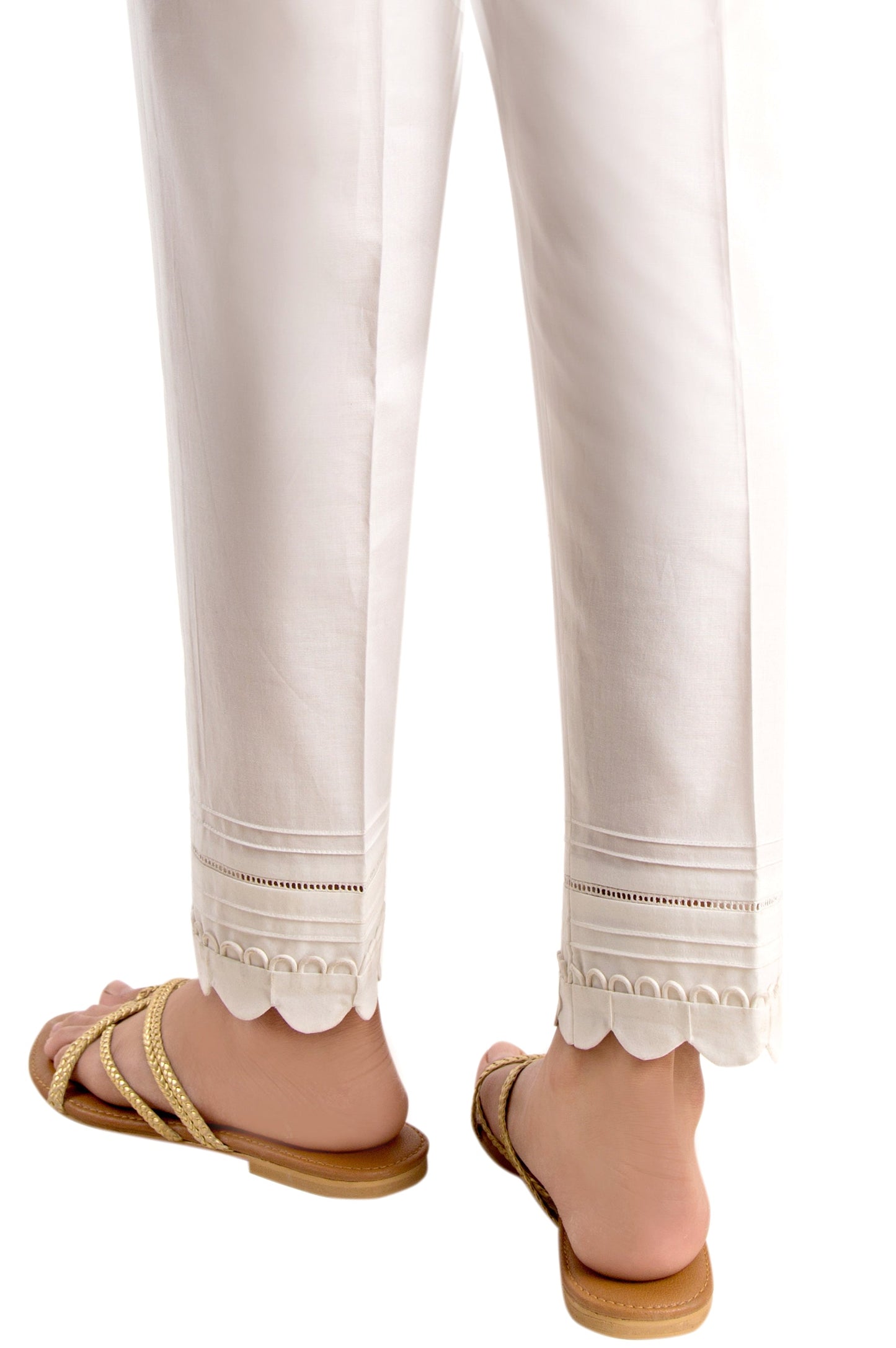 Embellished Cigarette Pants - White