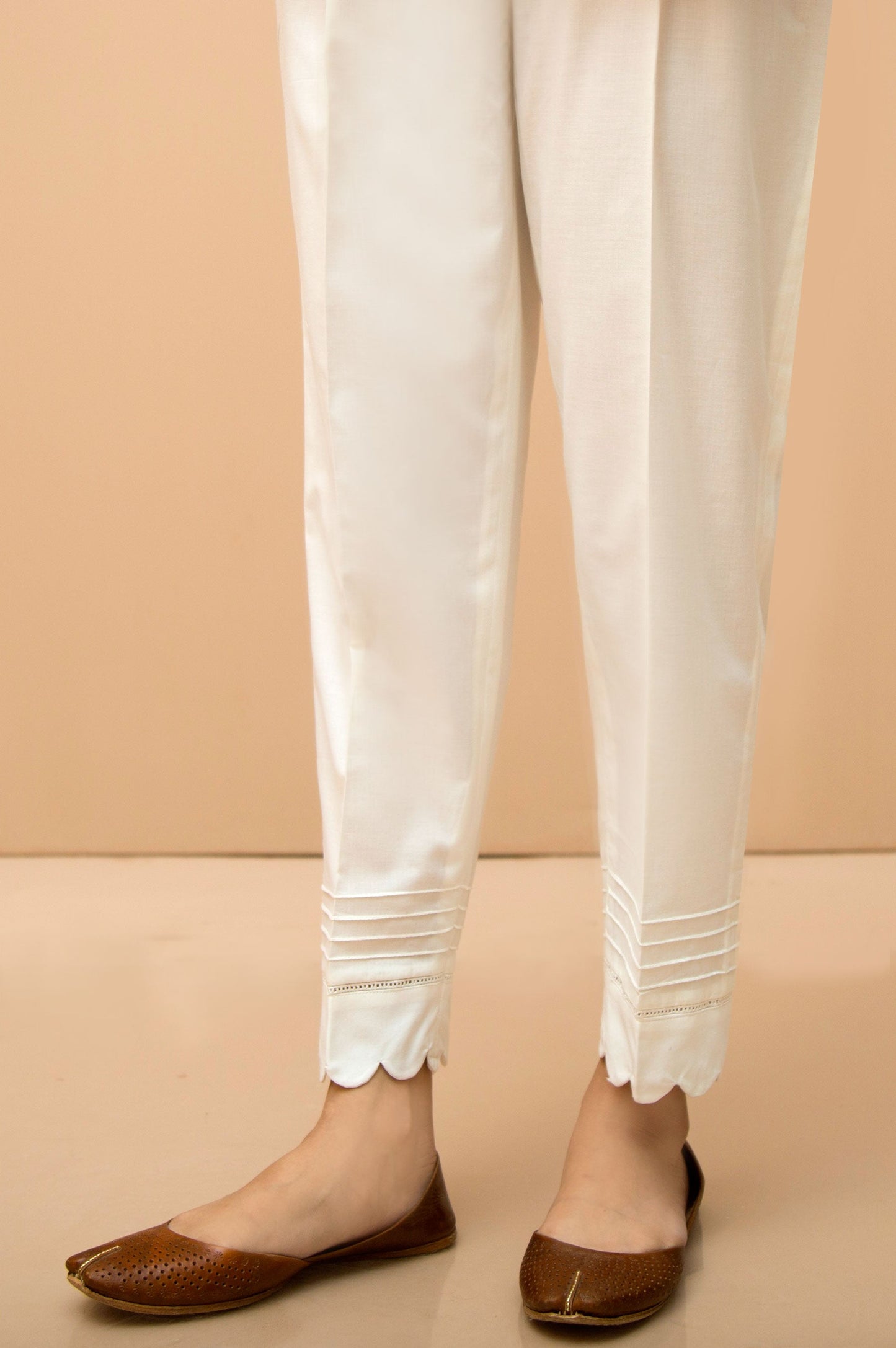 Embellished Cambric Cigarette Pants - White