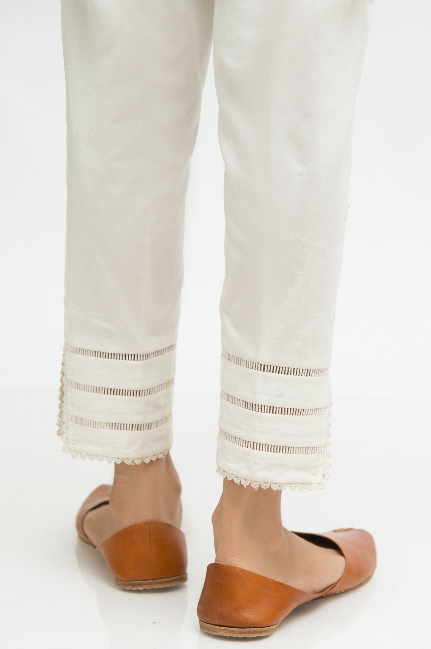 Embellished Cambric Cigarette Pant - Off White
