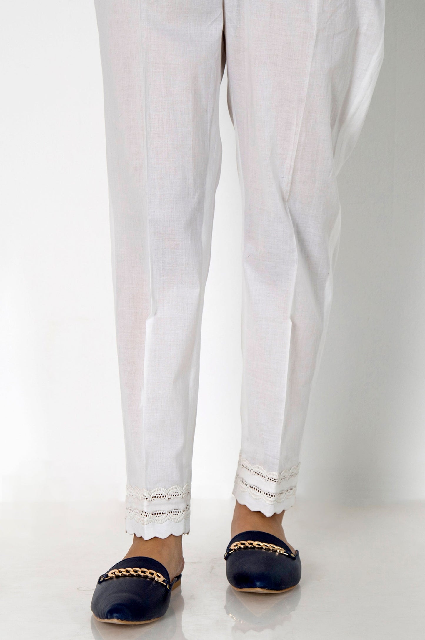 Stylised Cambric Cigarette Pants  - White