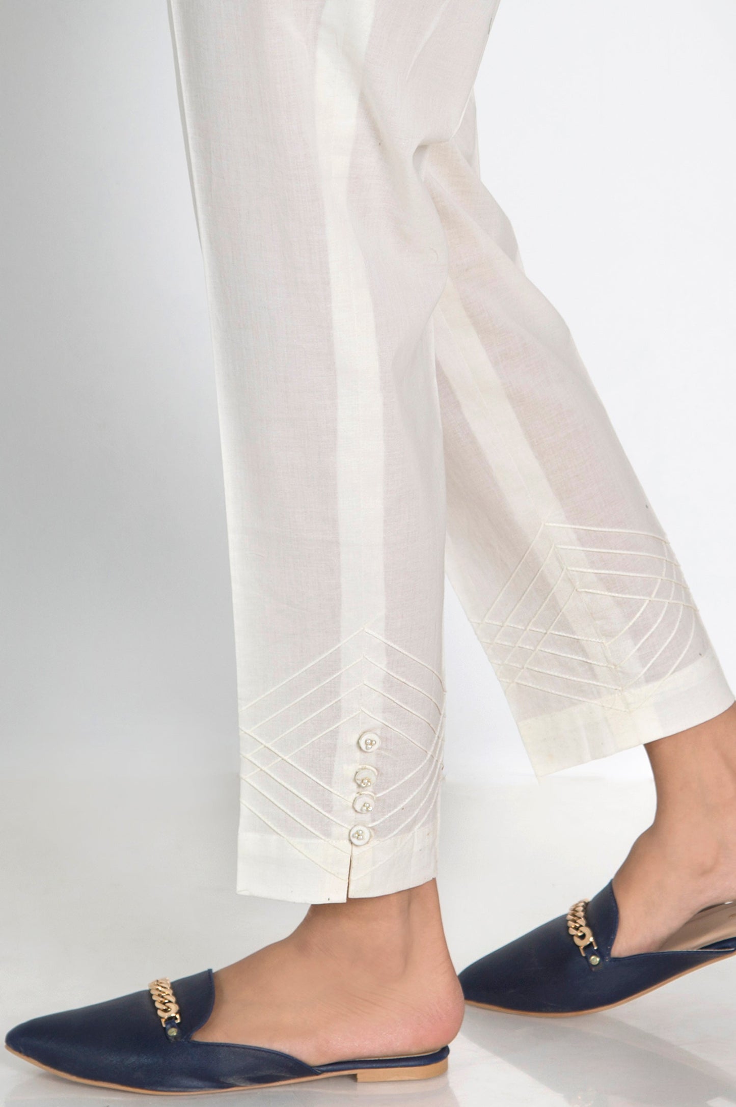 Embellished Cambric Cigarette Pants - Off-White