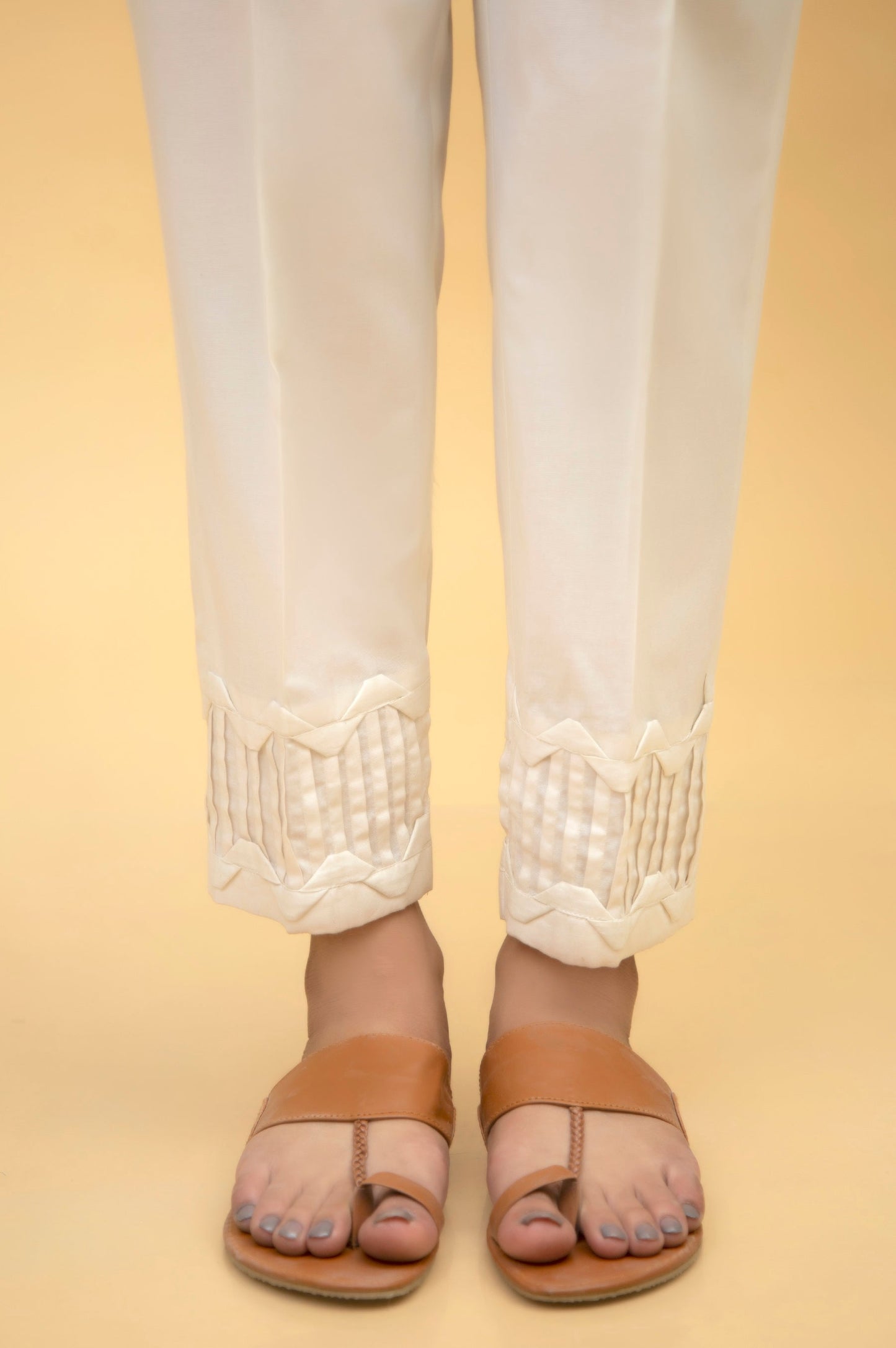 Stylized Cambric Cigarette Pants - Offwhite