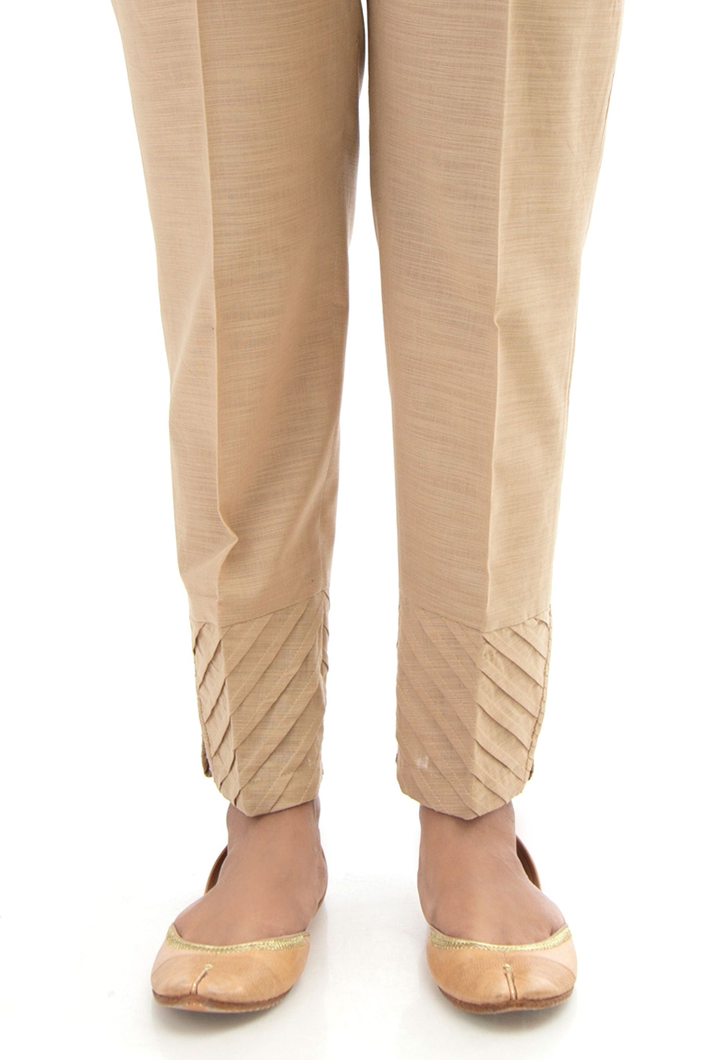 Stylized Khaddar Cigarette Pants - Beige