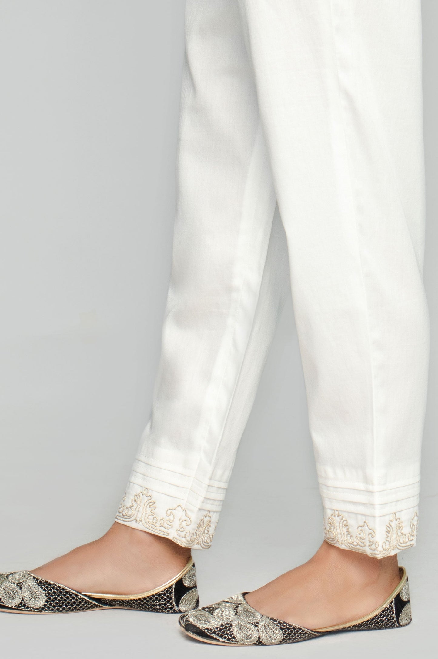 Embroidered Cigarette Pants