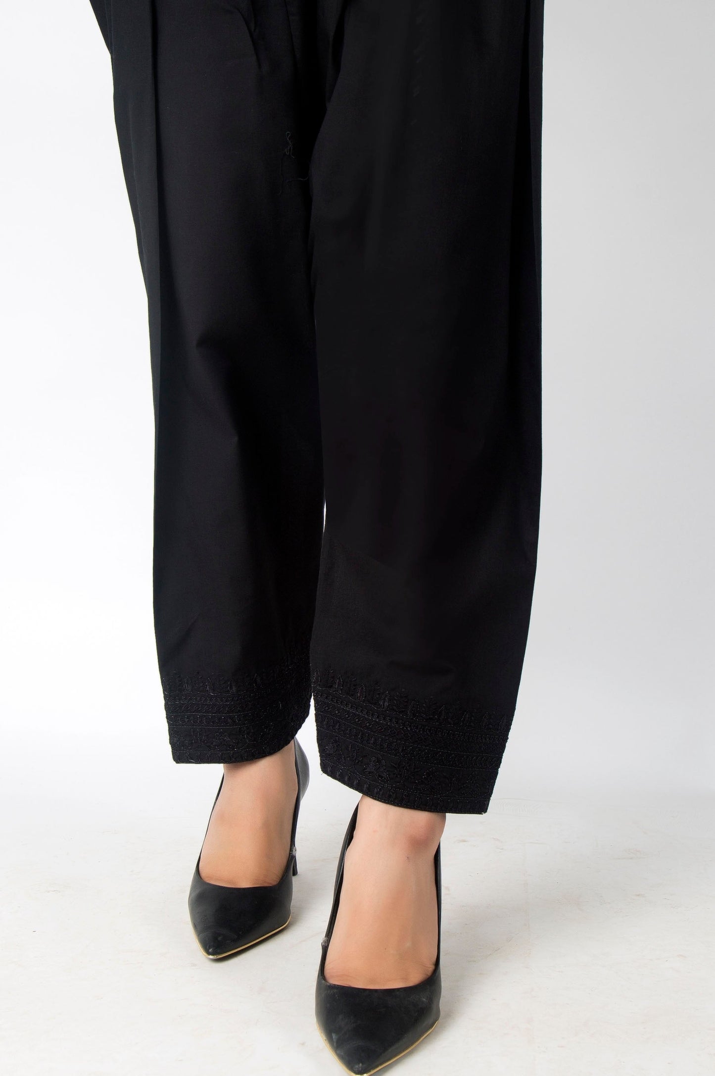 Embroidered Cambric Shalwar - Black