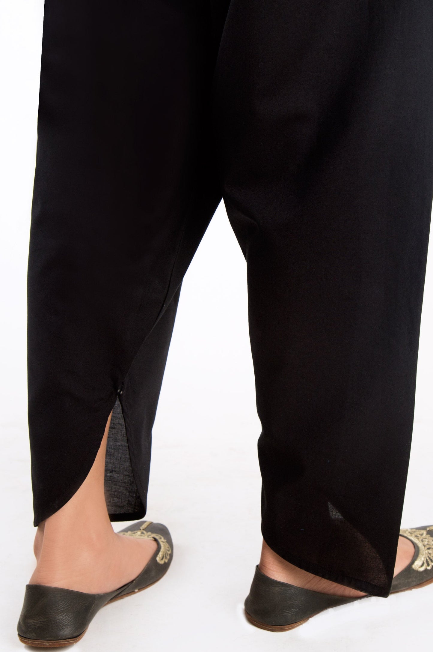 Embellished Cambric Shalwar - Black