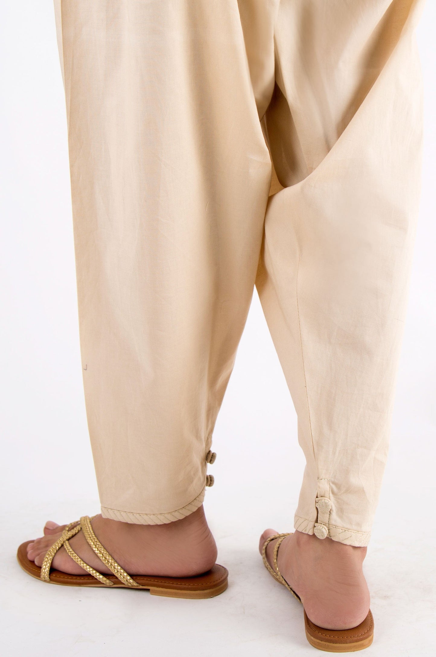 Embellished Cambric Shalwar - Beige