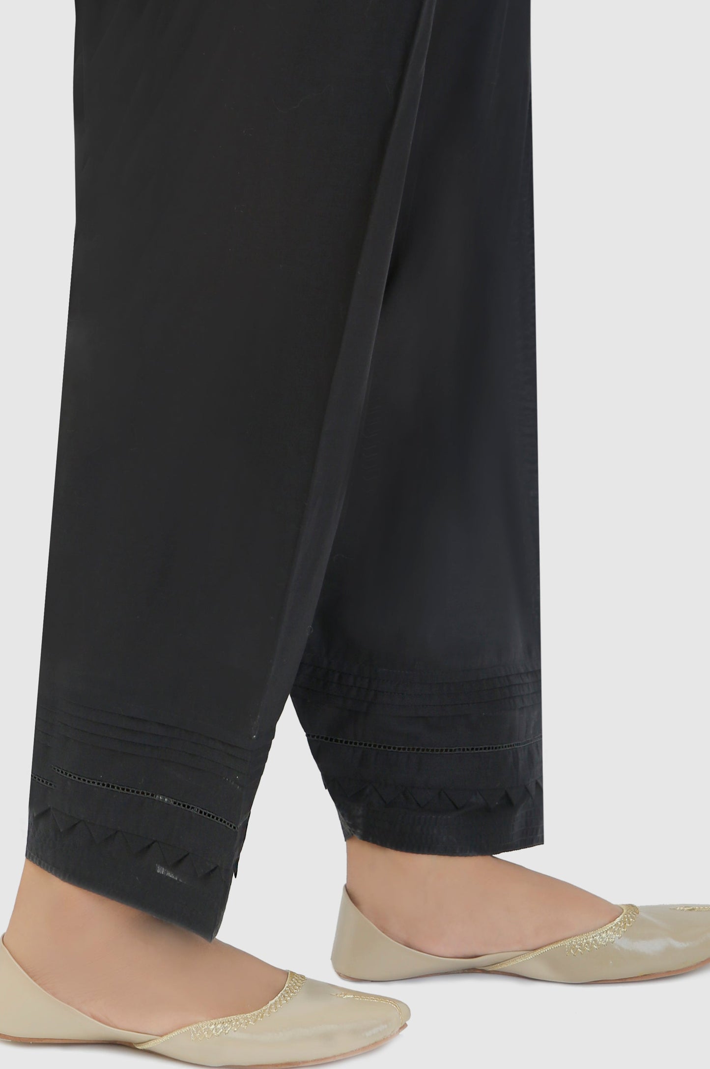 Embellished Cambric Shalwar - Black