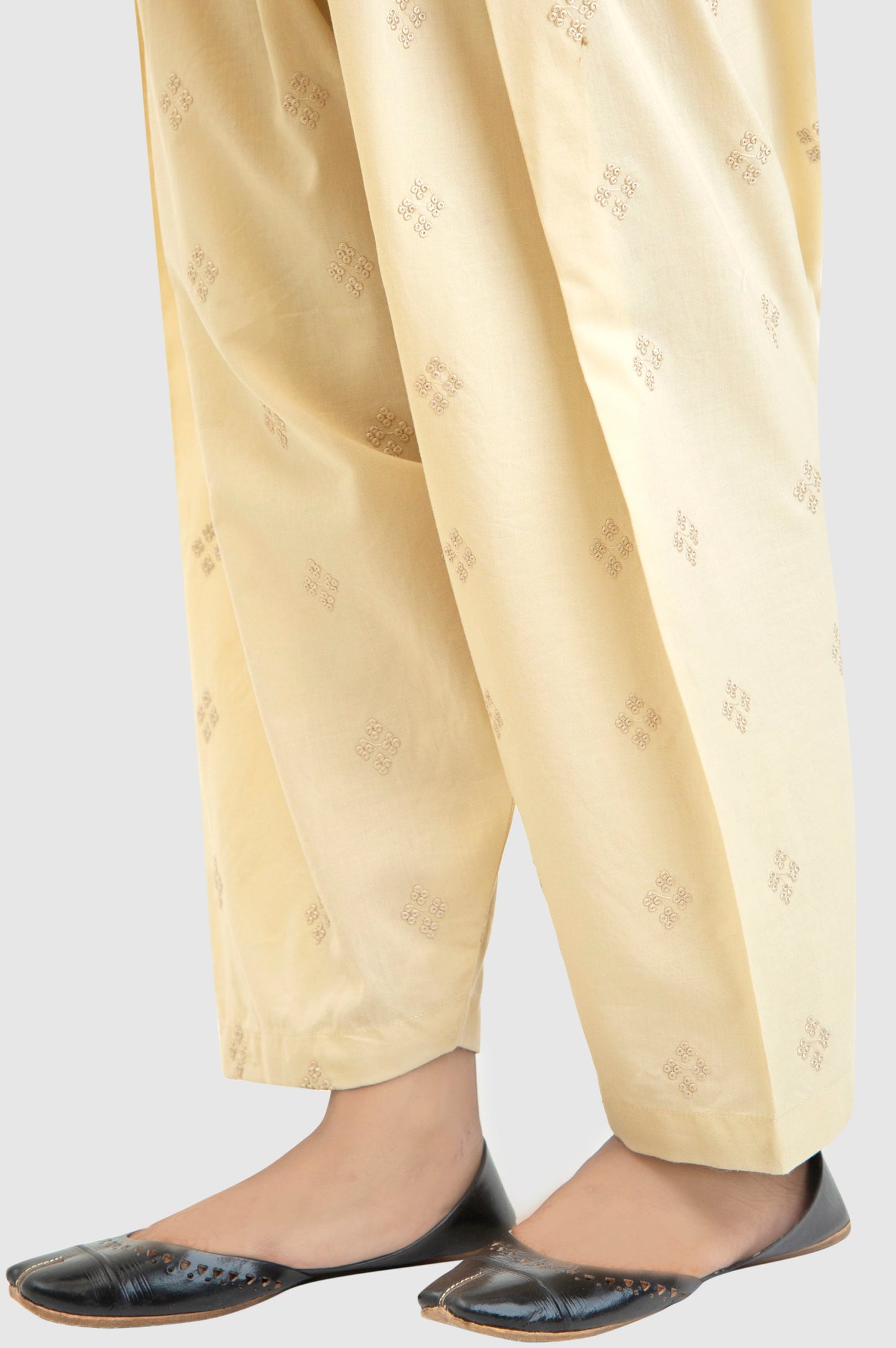 Embroidered Cambric Shalwar - Sand Beige