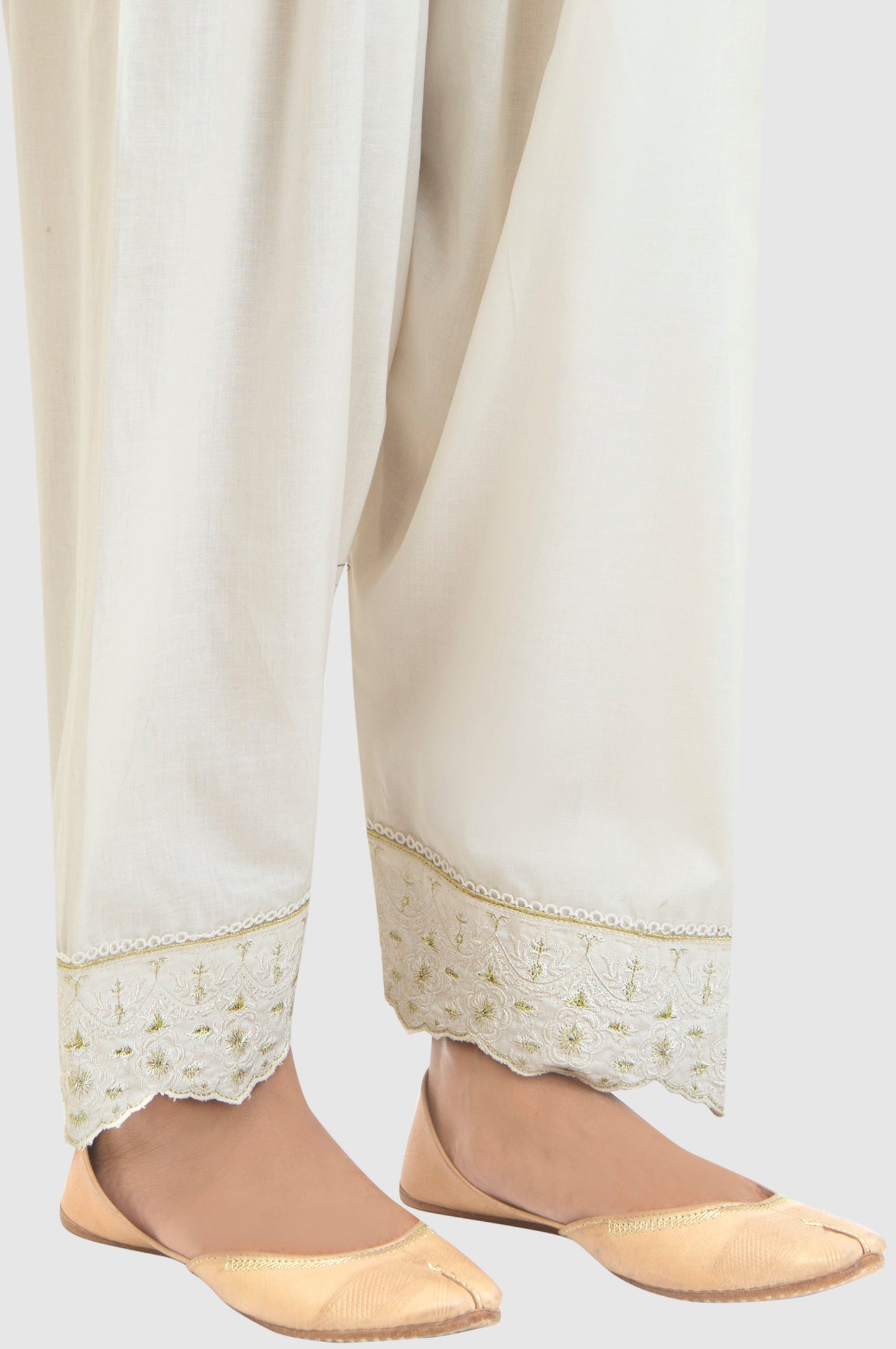 Embroidered Cambric Shalwar - Off-White